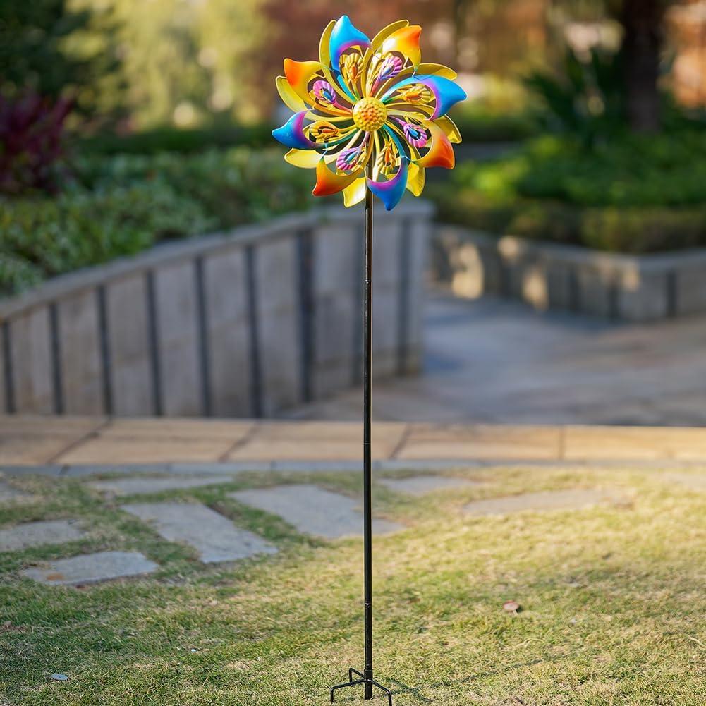 Molinete de Viento DREAMSOUL 132 cm Metal Amarillo Jardín