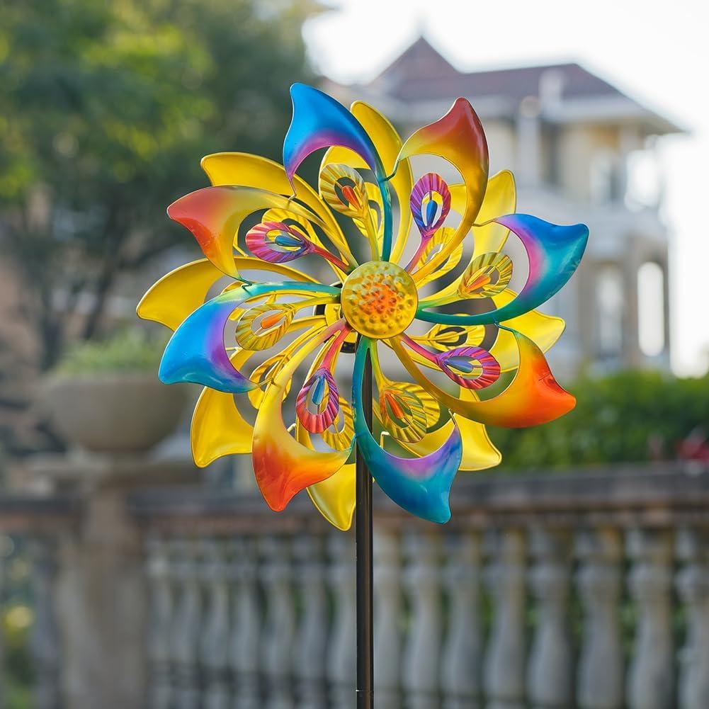 Molinete de Viento DREAMSOUL 132 cm Metal Amarillo Jardín