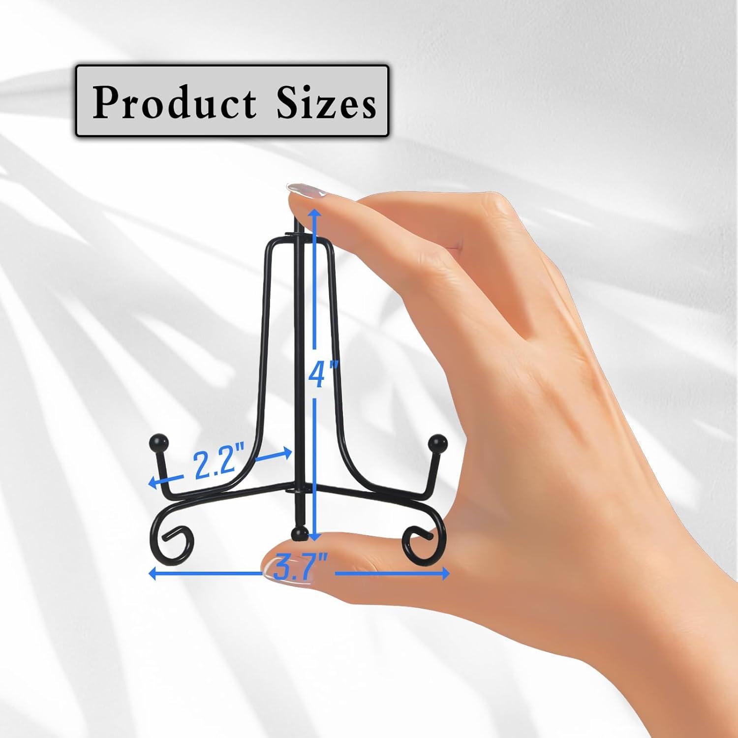 Paquete de 12 Soportes de Exhibición de Hierro Negro 10.4x9.4 cm