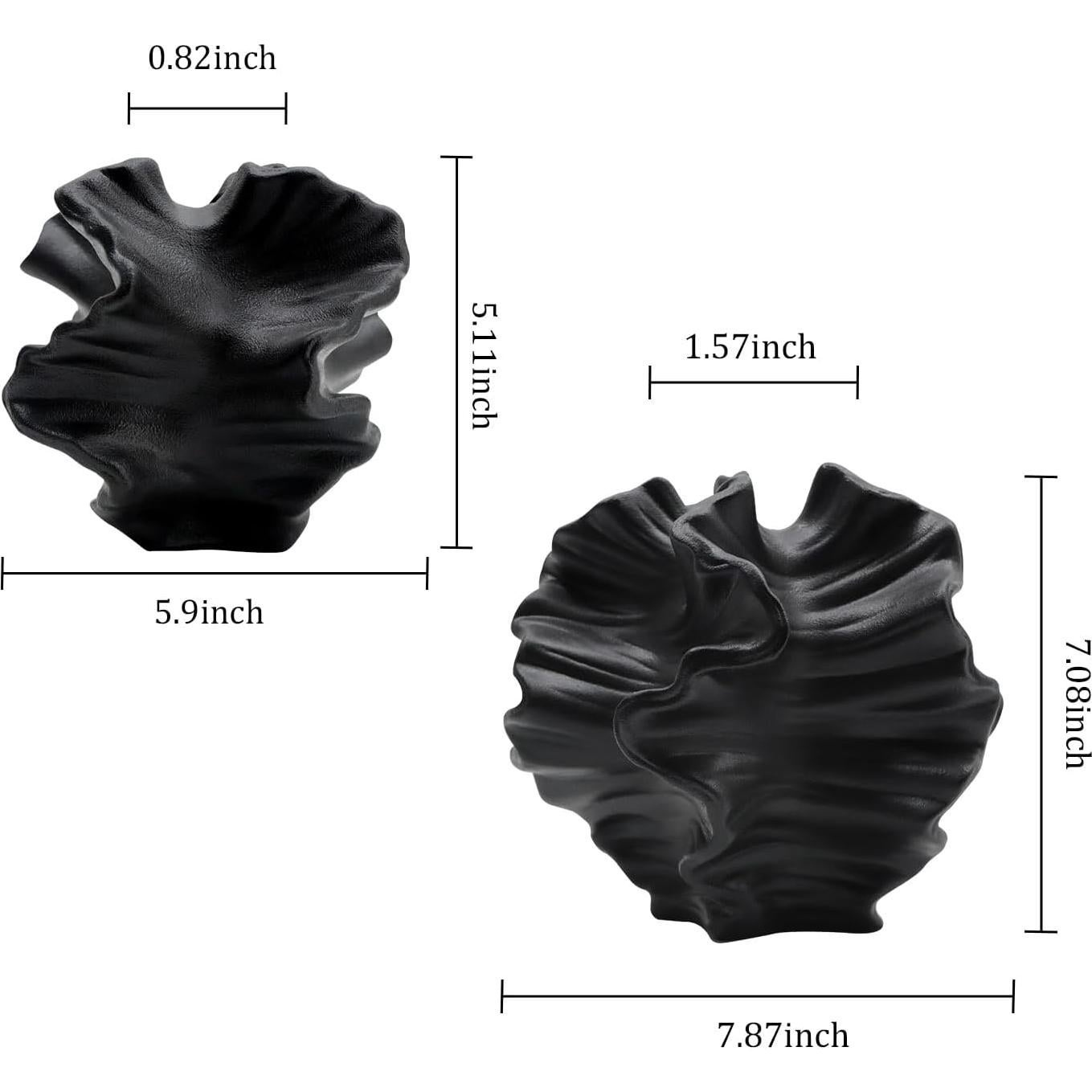 Juego de 2 Jarrones de Cerámica LZV Flor Negra Minimalista
