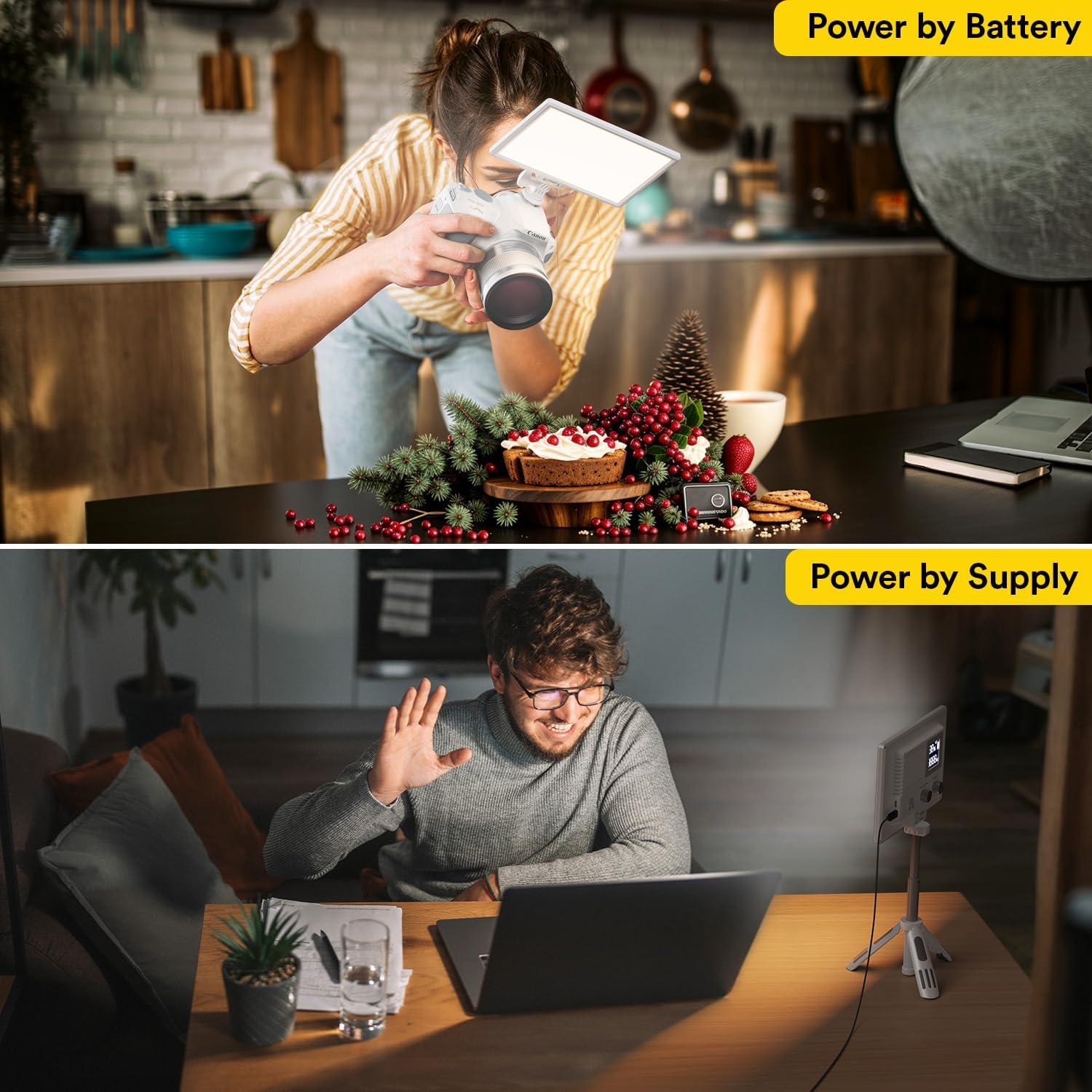 RALENO Luz de Video LED 12W con Batería 4000mAh y Soporte