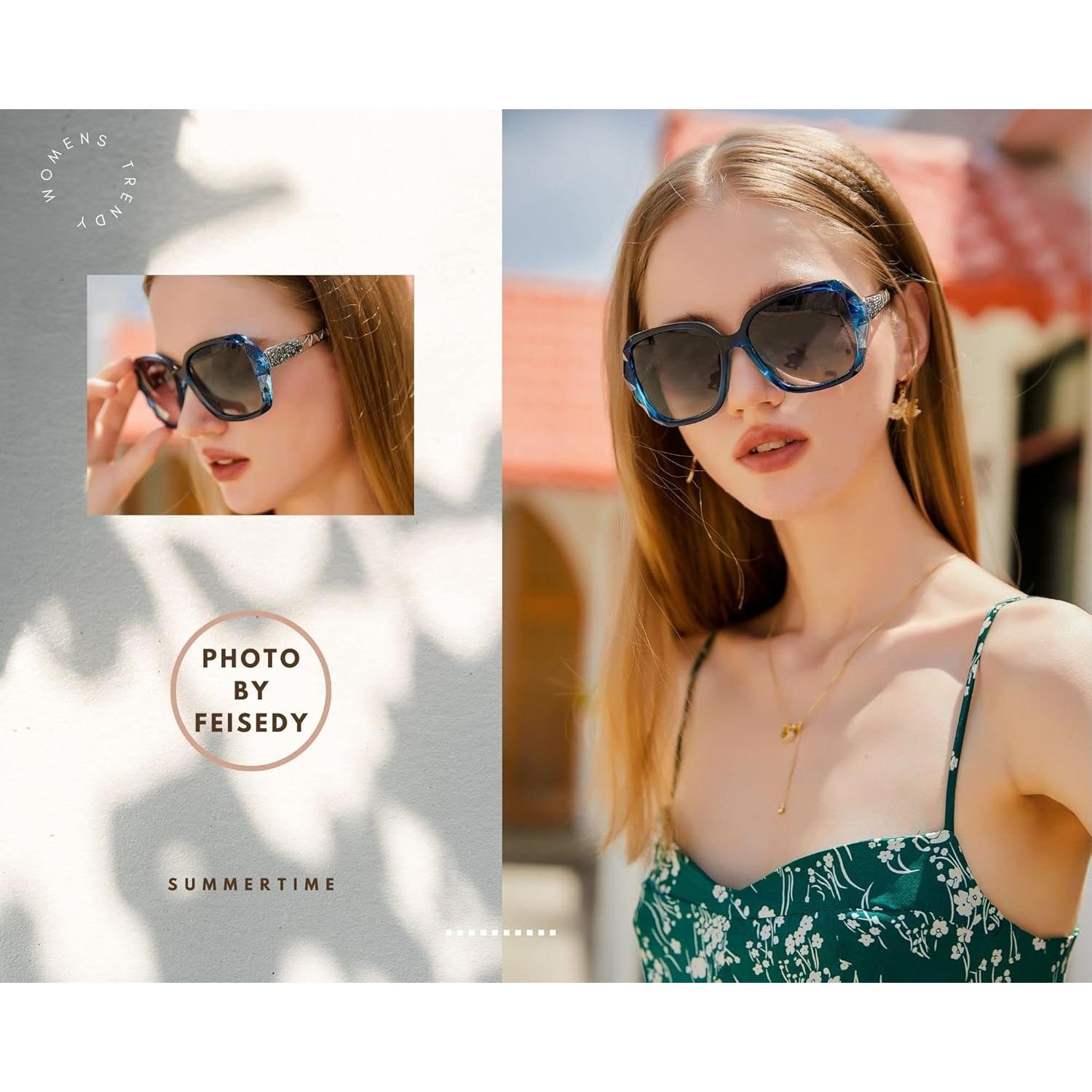 Gafas de Sol Polarizadas FEISEDY B2289 para Mujeres Azul