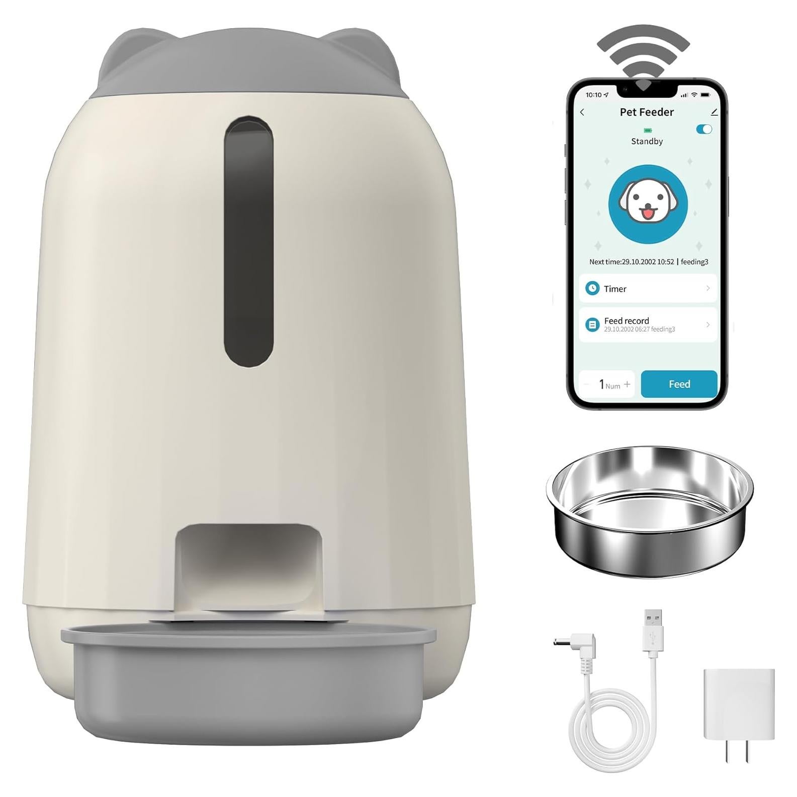 Comedero Automático Papifeed 3L WiFi para Gatos Gris