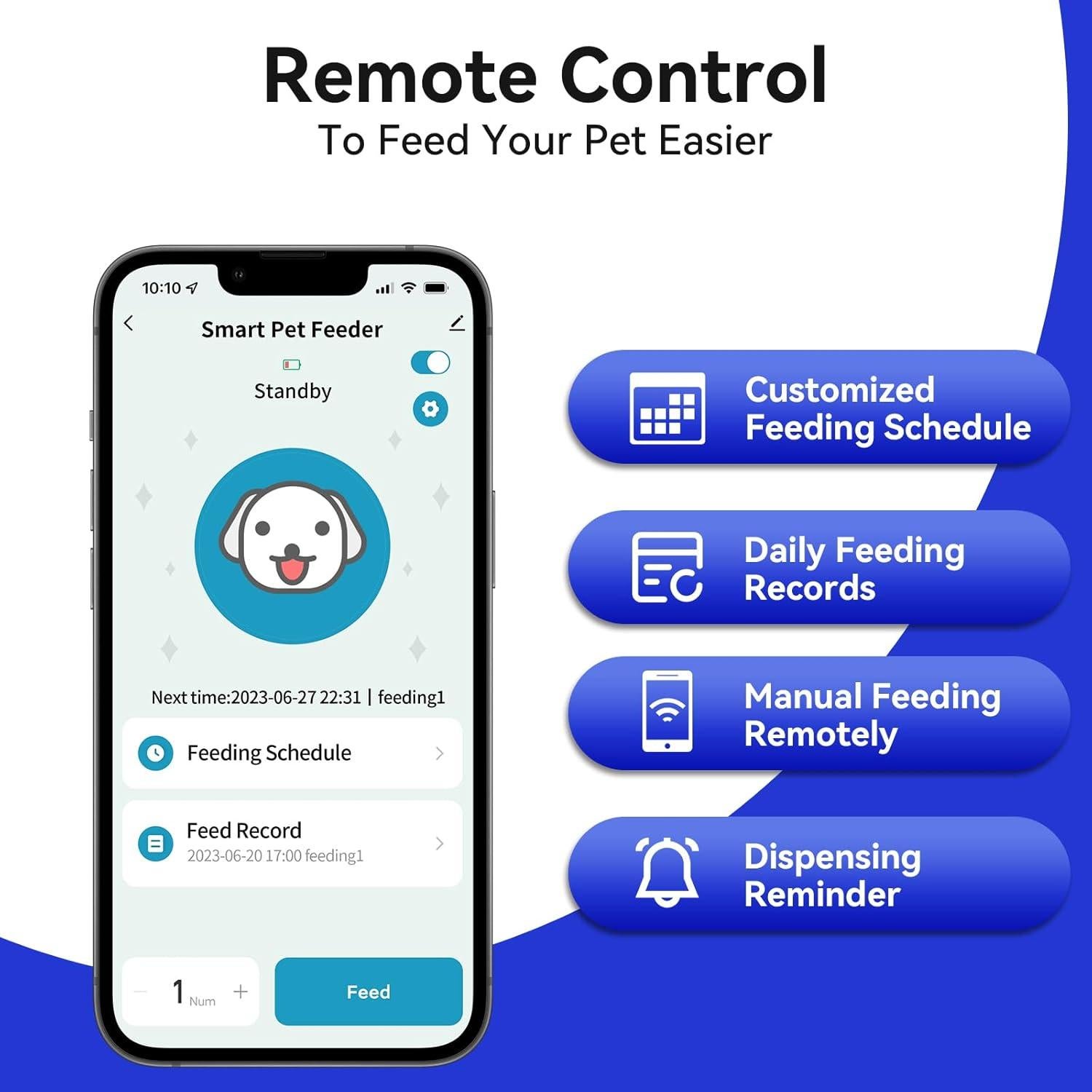 Comedero Automático Papifeed 3L WiFi para Gatos Gris