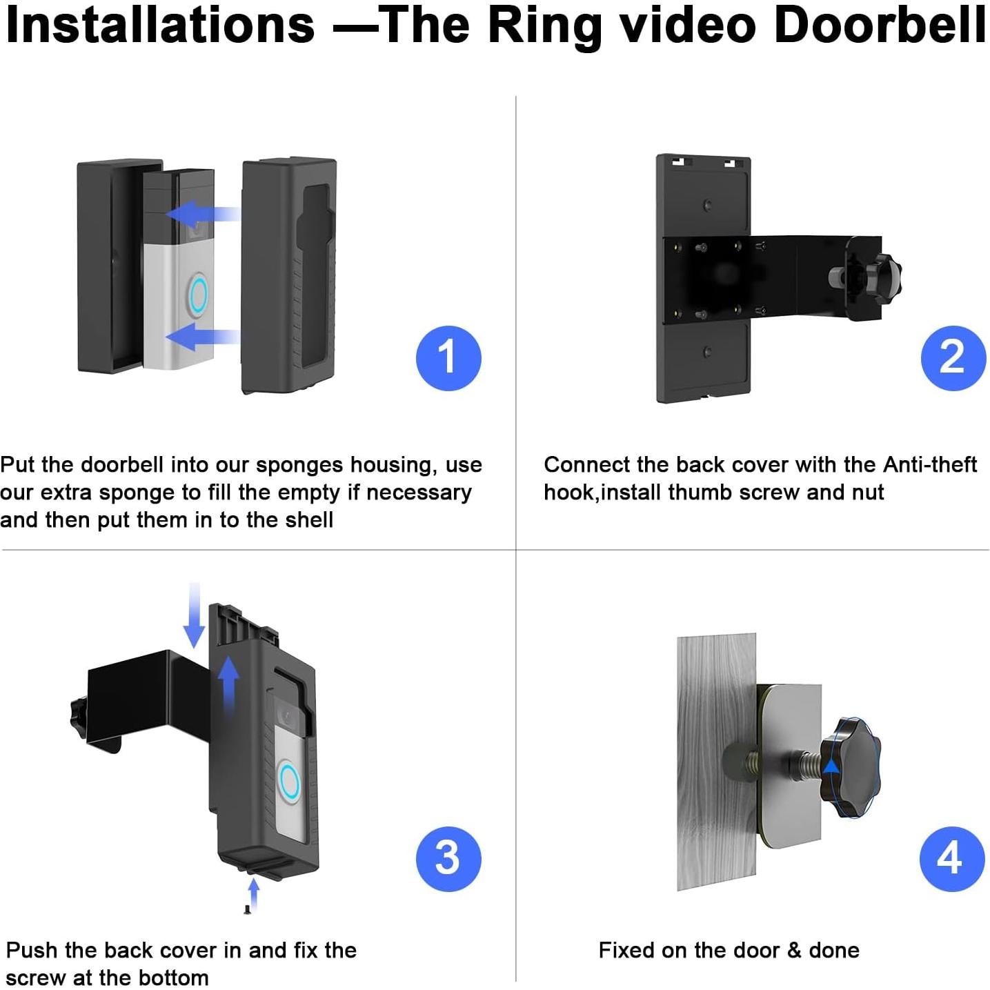 Soporte Antirrobo para Timbre de Video SZAOYU Montaje Fácil