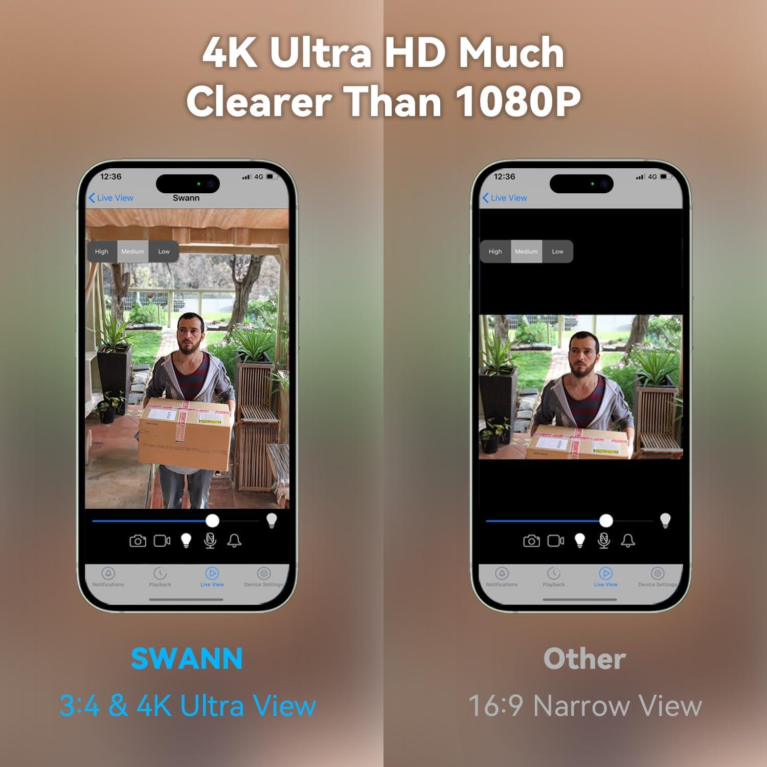 Timbre de Video Inalámbrico Swann Buddy 4K con Visión Nocturna