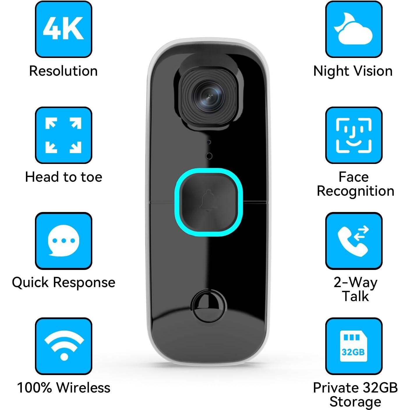 Timbre de Video Inalámbrico Swann Buddy 4K con Visión Nocturna