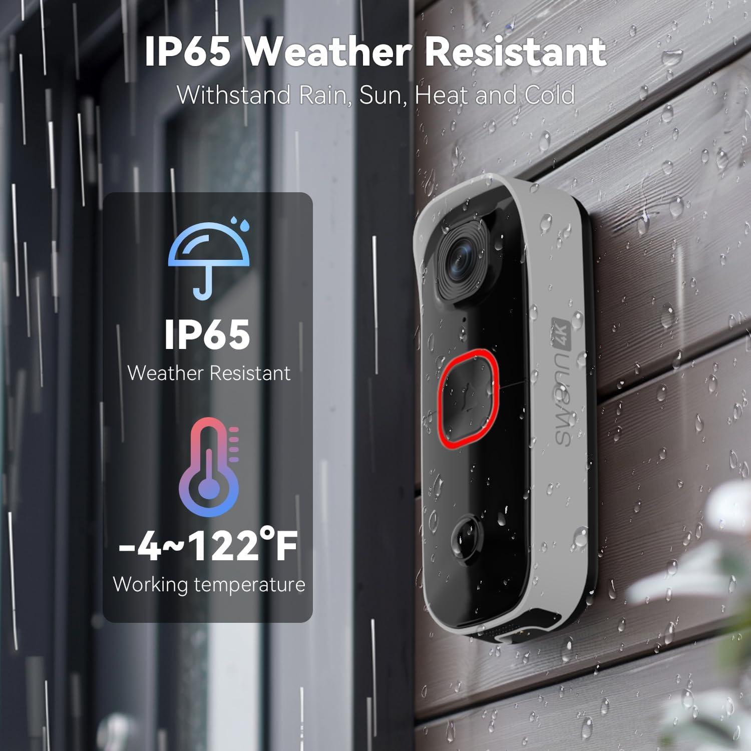 Timbre de Video Inalámbrico Swann Buddy 4K con Visión Nocturna