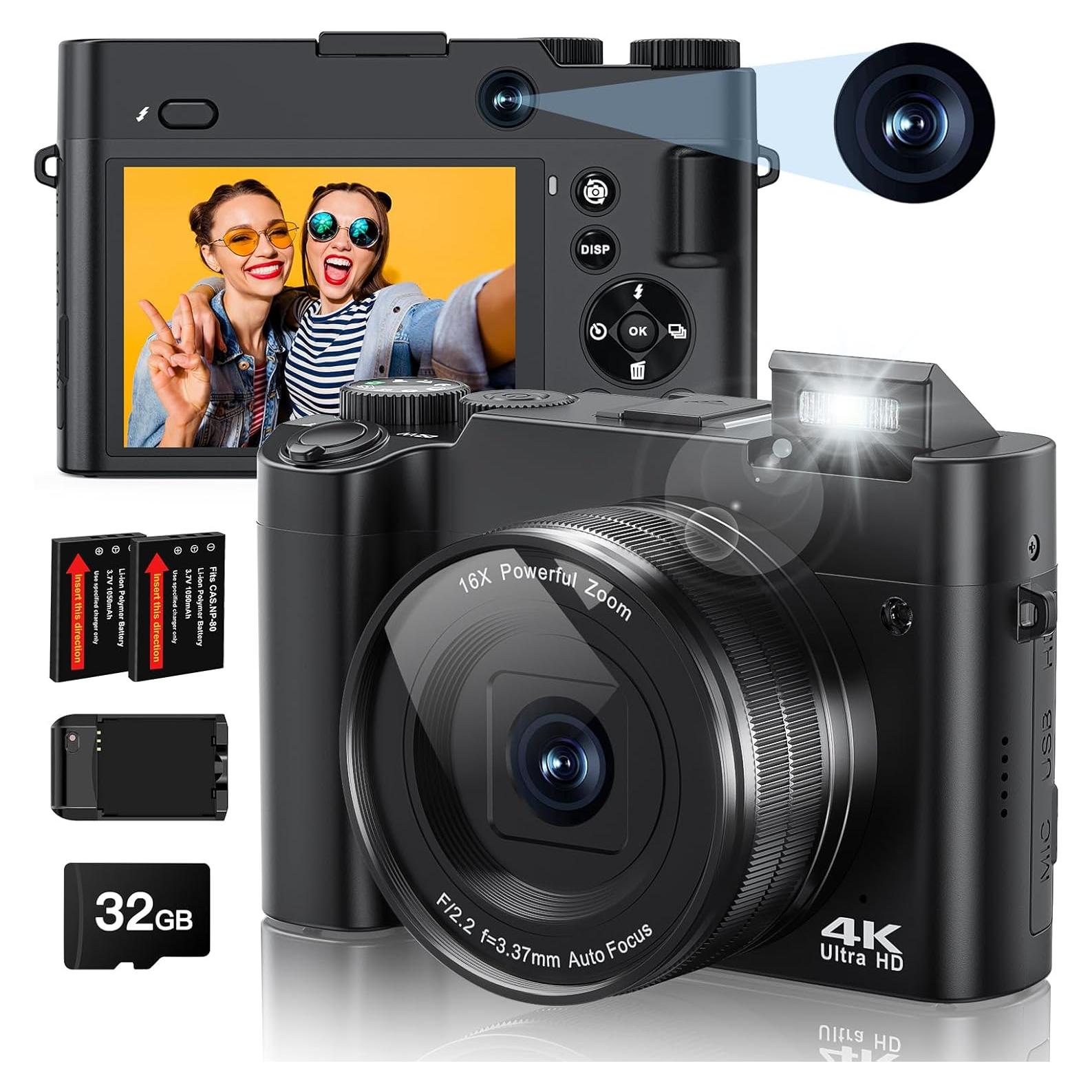 Cámara Digital 4K Zostuic 64MP con Pantalla 3'' y Flash