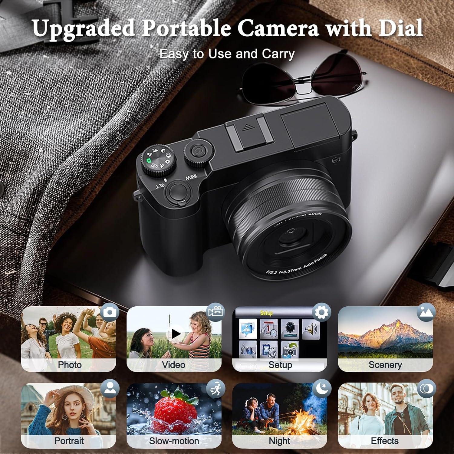 Cámara Digital 4K Zostuic 64MP con Pantalla 3'' y Flash