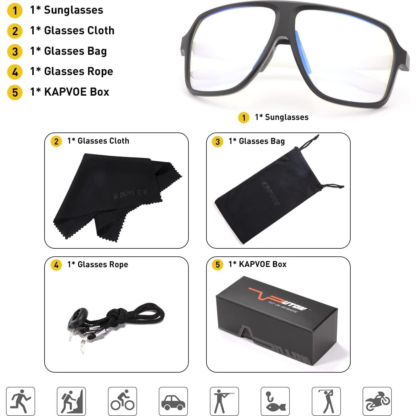 Gafas de Ciclismo KAPVOE Fotoquímicas UV400 para Adultos