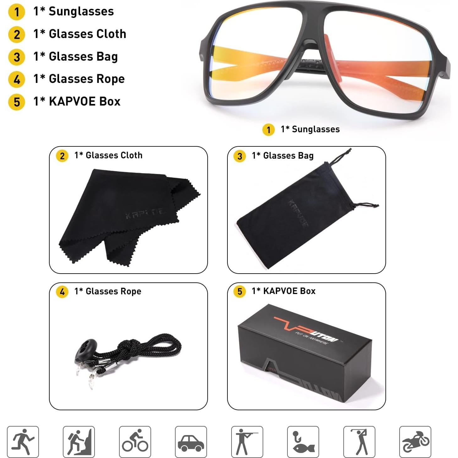 Gafas de Ciclismo KAPVOE Fotoquímicas UV400 para Adultos
