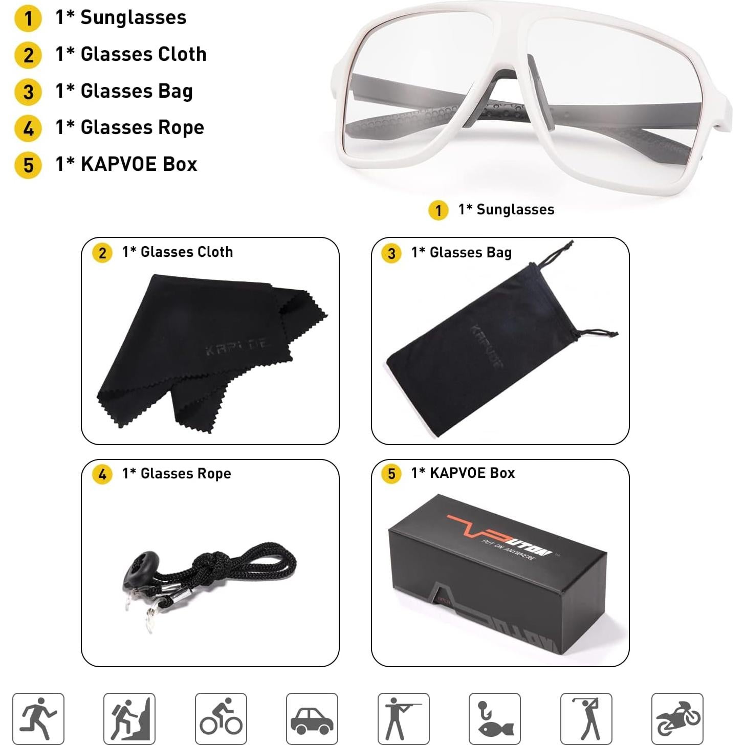 Gafas de Ciclismo KAPVOE Fotoquímicas UV400 para Adultos