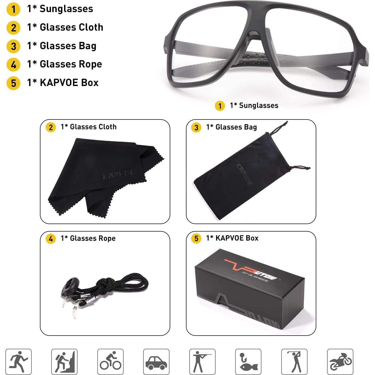 Gafas de Ciclismo KAPVOE Fotoquímicas UV400 Unisex