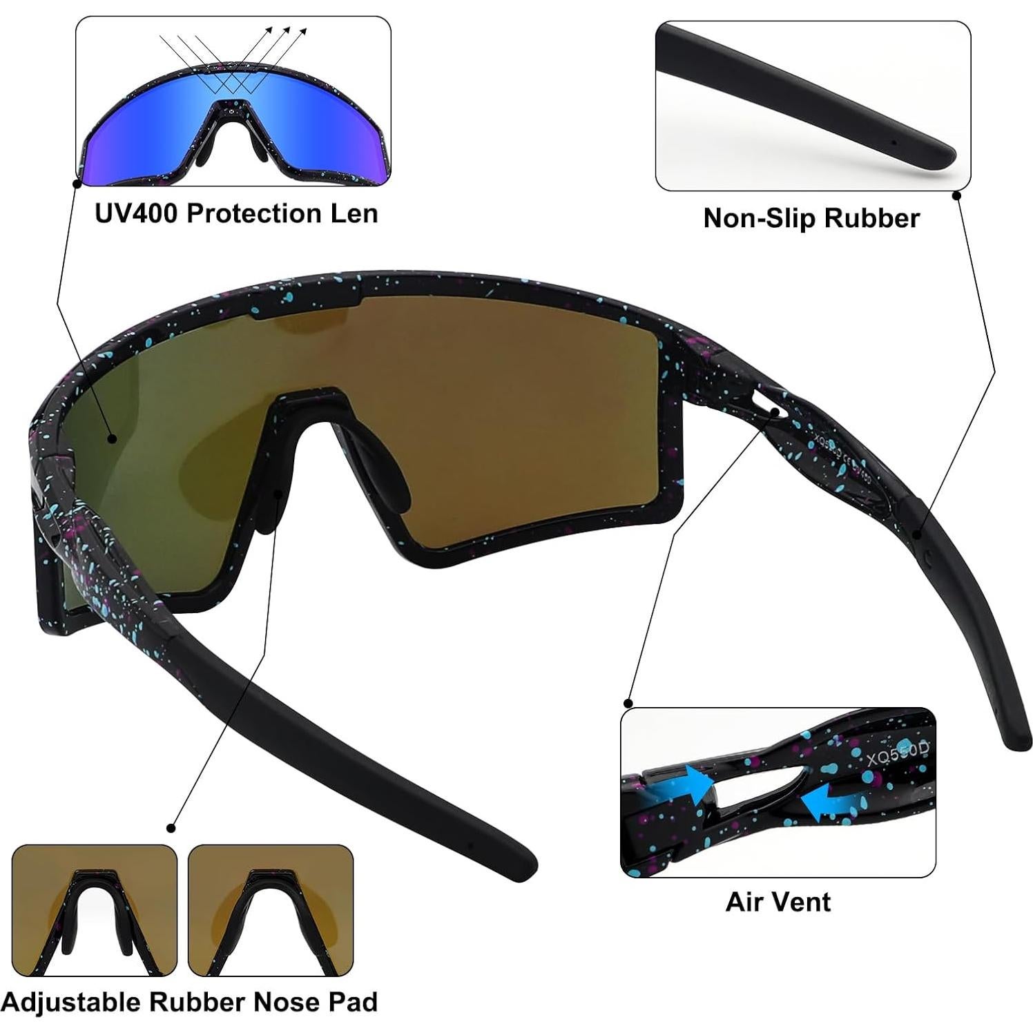 Gafas de Ciclismo Xiyalai UV400 para Adultos Azul