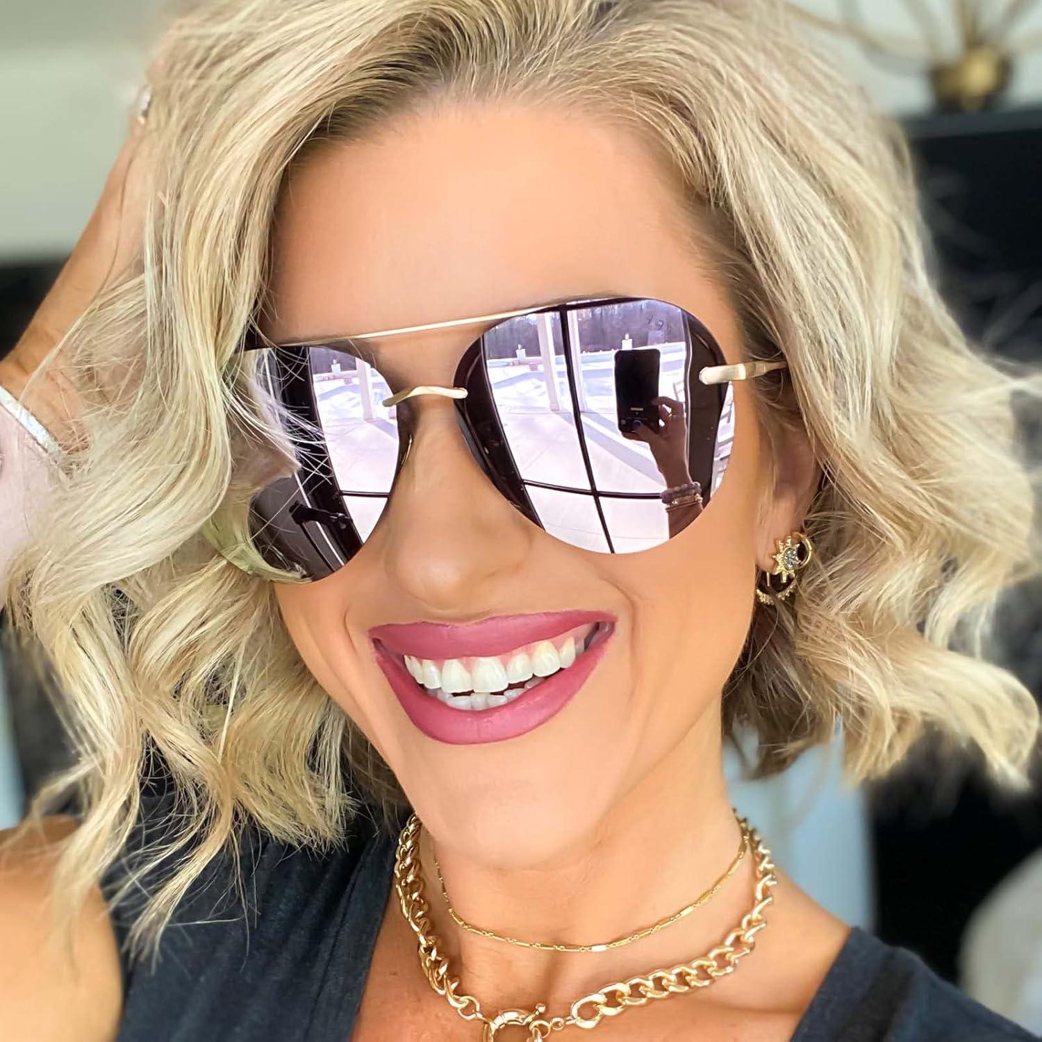 Gafas de sol aviador DIFF Lenox doradas UV400 para mujeres