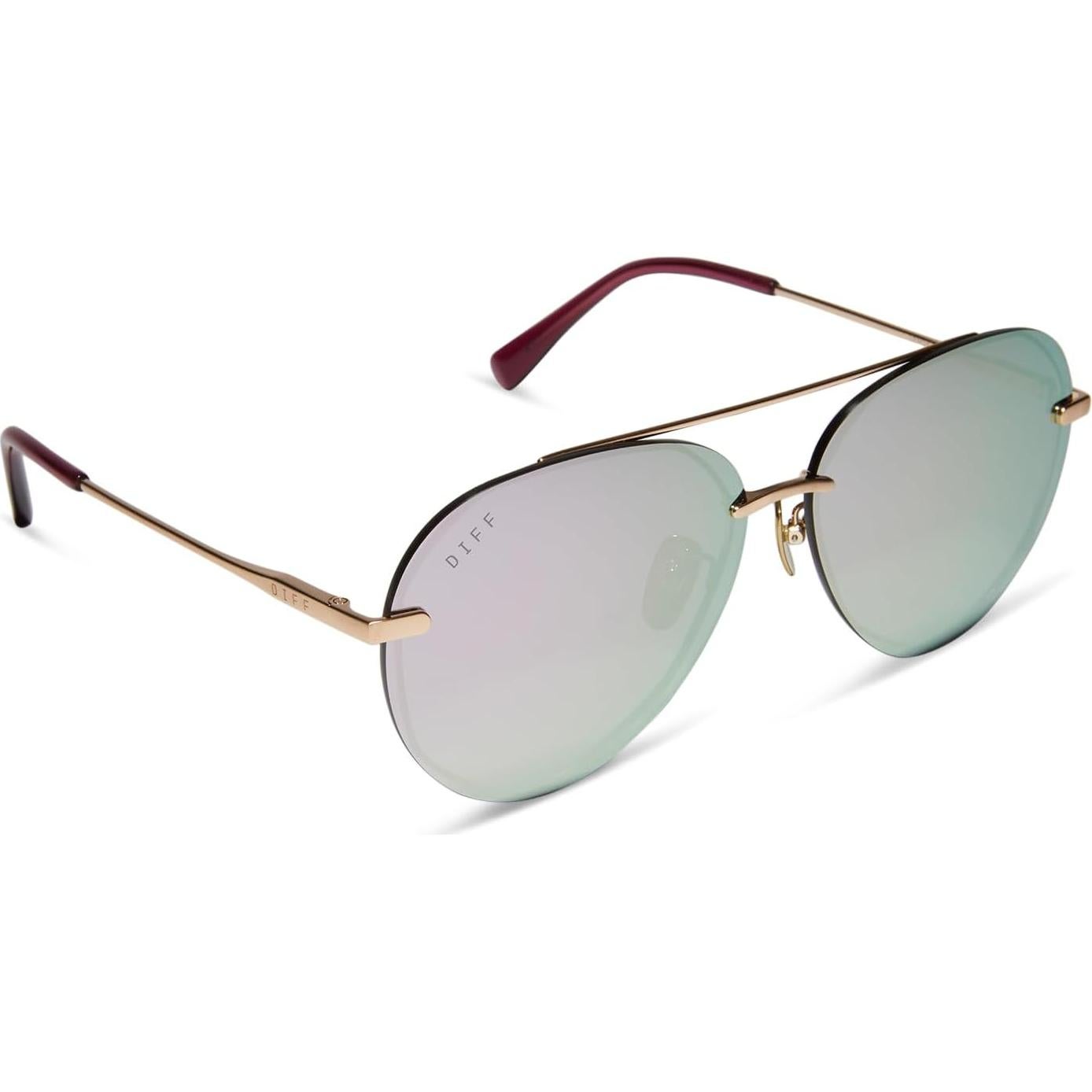 Gafas de sol aviador DIFF Lenox doradas UV400 para mujeres