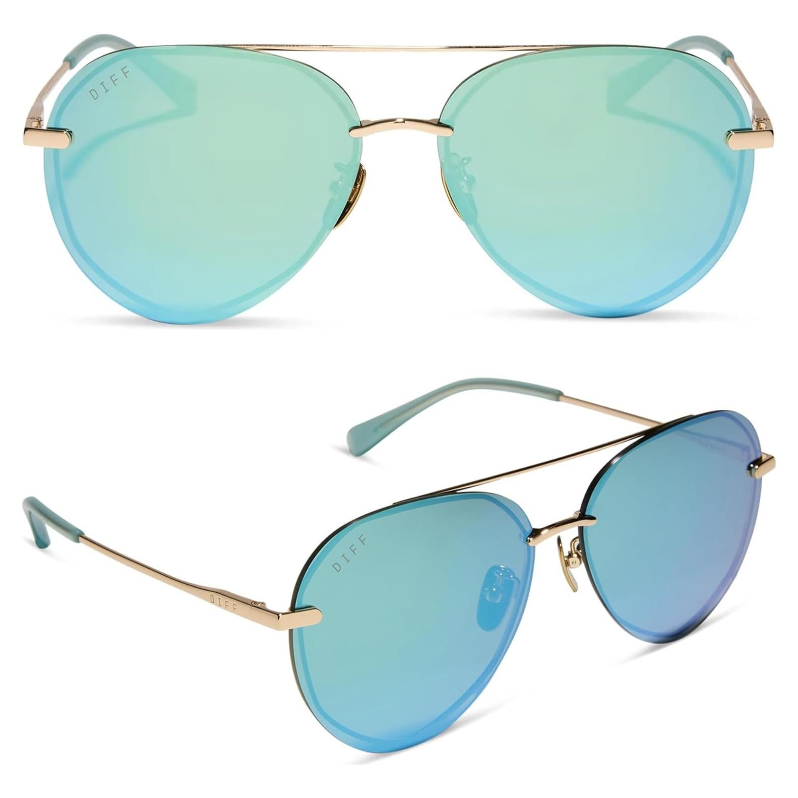 Gafas de sol aviador DIFF Lenox doradas UV400 para mujer