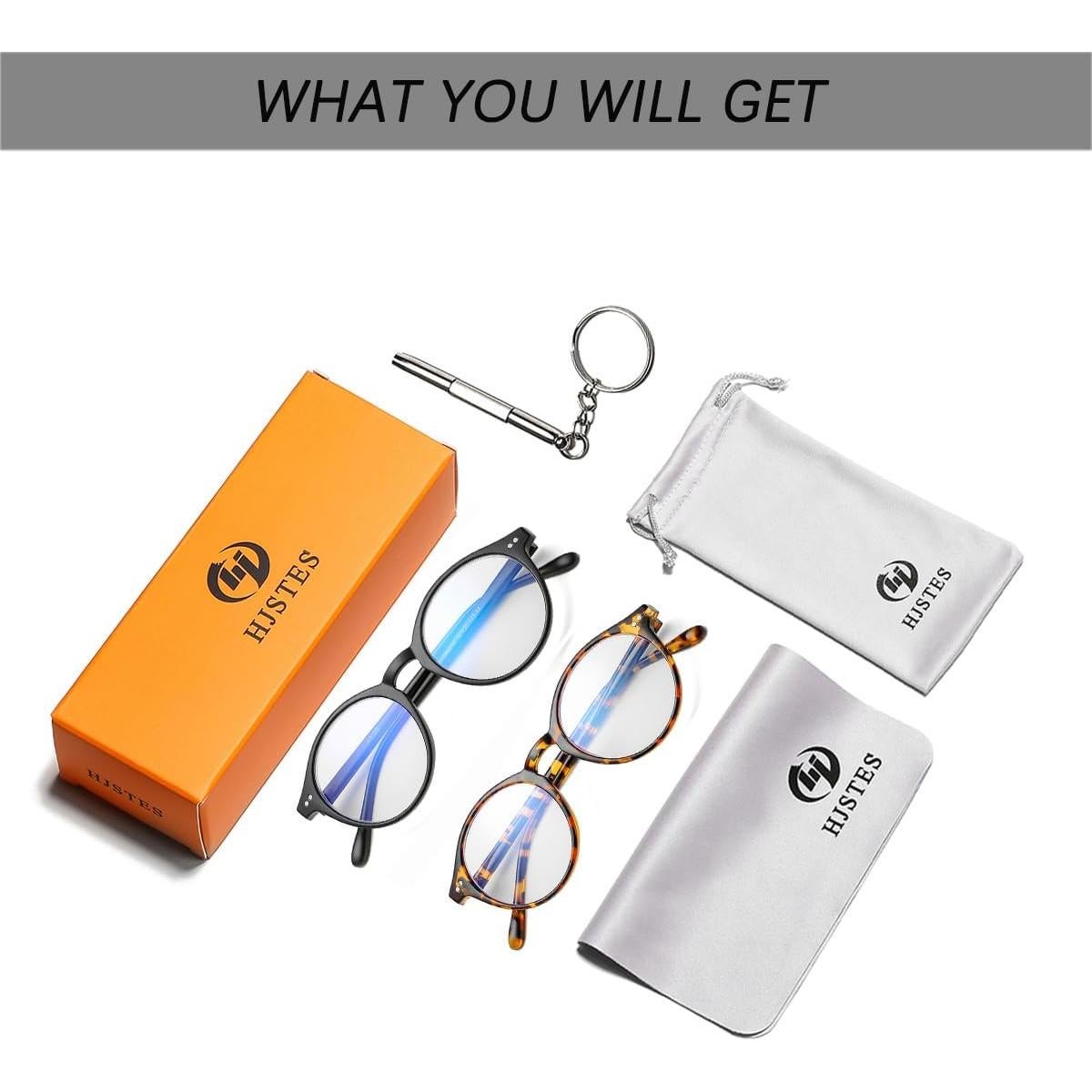 Gafas Vintage Bloqueo Luz Azul HJSTES Unisex 52mm 2 Paquete