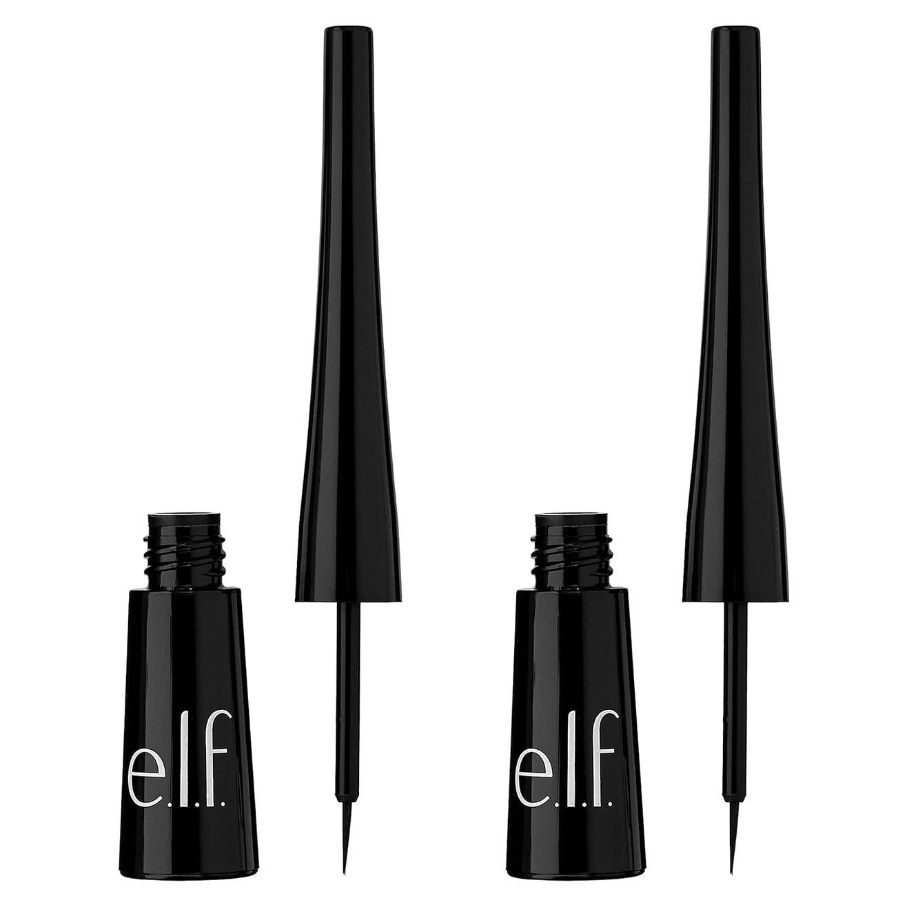 Delineador Líquido Extra Fino e.l.f. Negro 4 g (Paquete de 2)