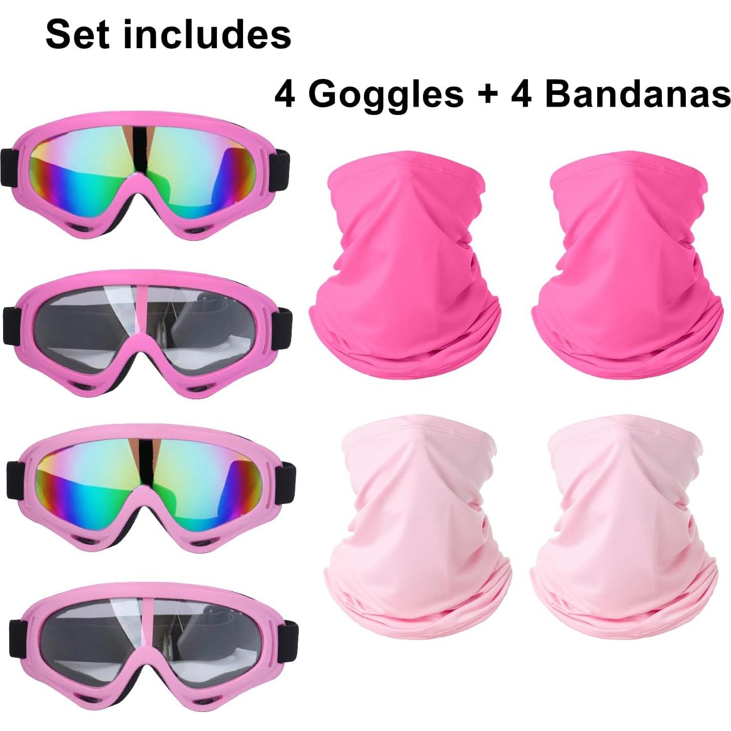 Gafas de Motocicleta LJDJ Paquete de 4 con Bandanas
