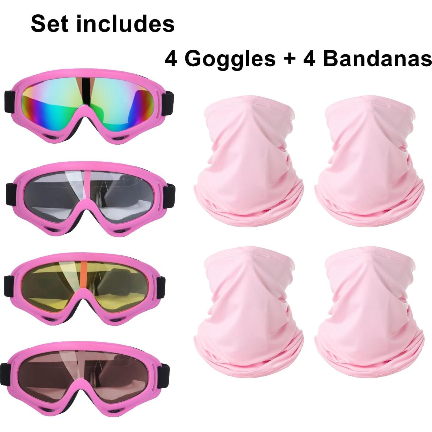 Gafas de Motocicleta LJDJ Paquete de 4 con Máscaras