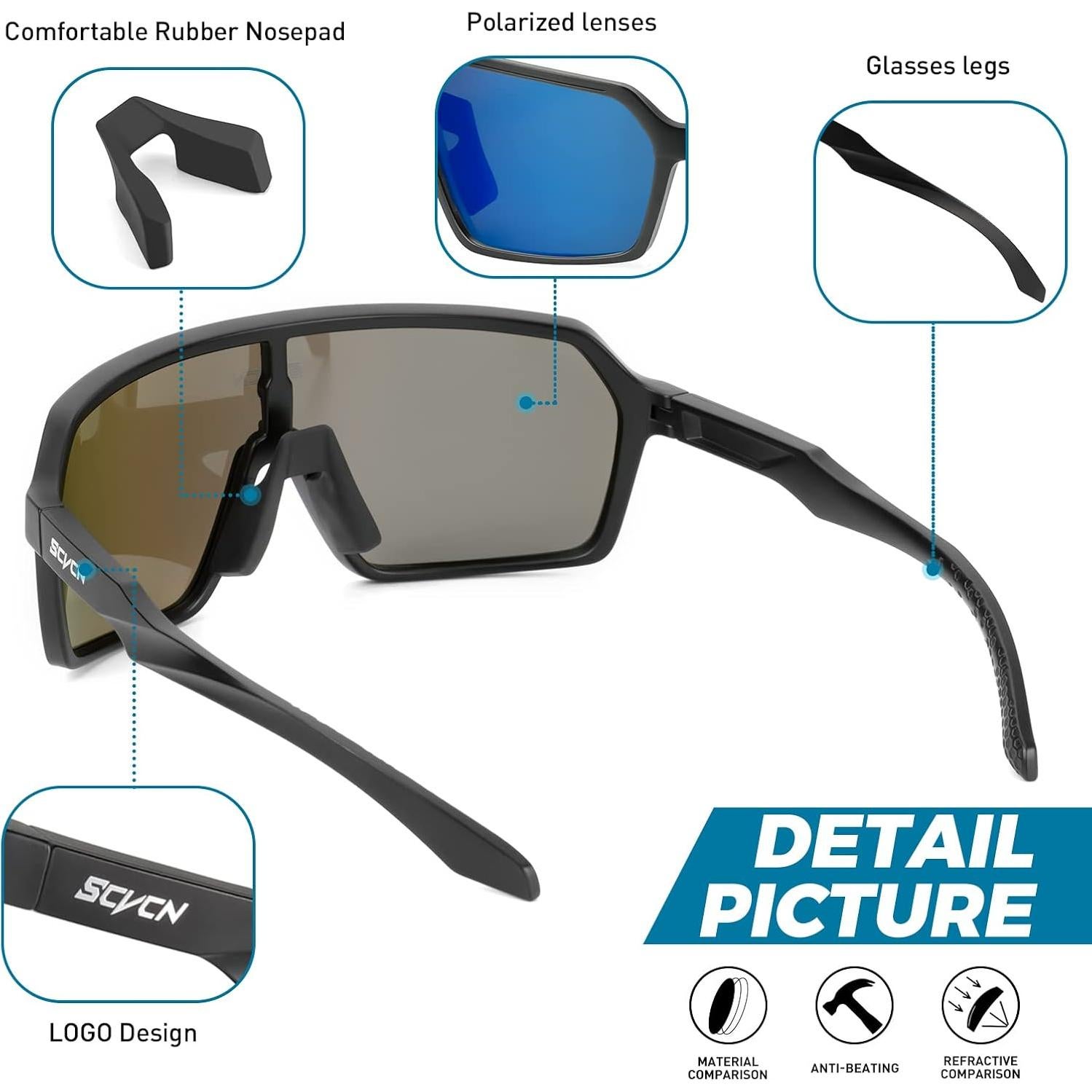 Gafas de Ciclismo Polarizadas SCVCN S61 UV400 Antideslizantes