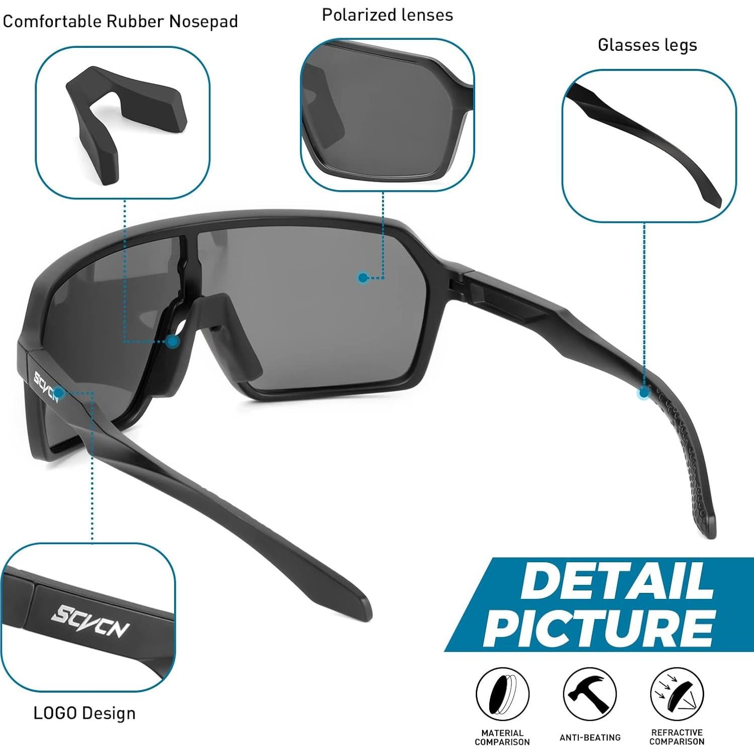 Gafas de Ciclismo Polarizadas SCVCN S61 UV400 Antideslizantes