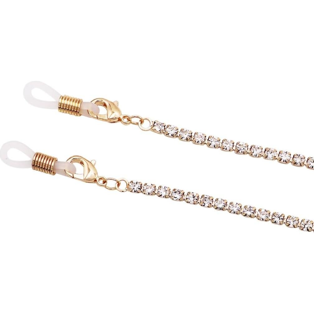 Cadena para gafas de lectura Rosemarie 72 cm con strass dorado