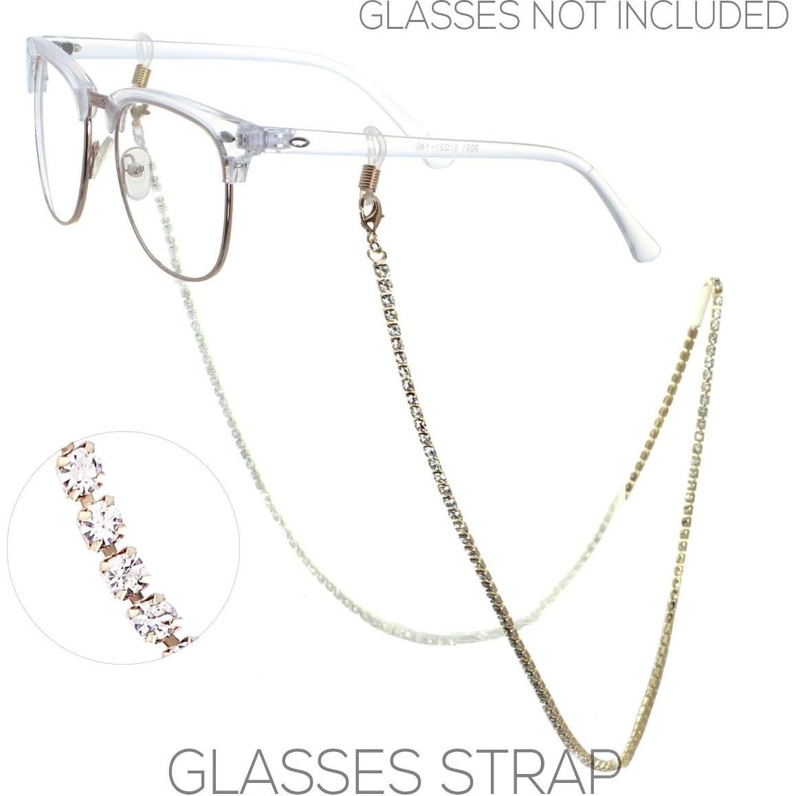 Cadena para gafas de lectura Rosemarie 72 cm con strass dorado