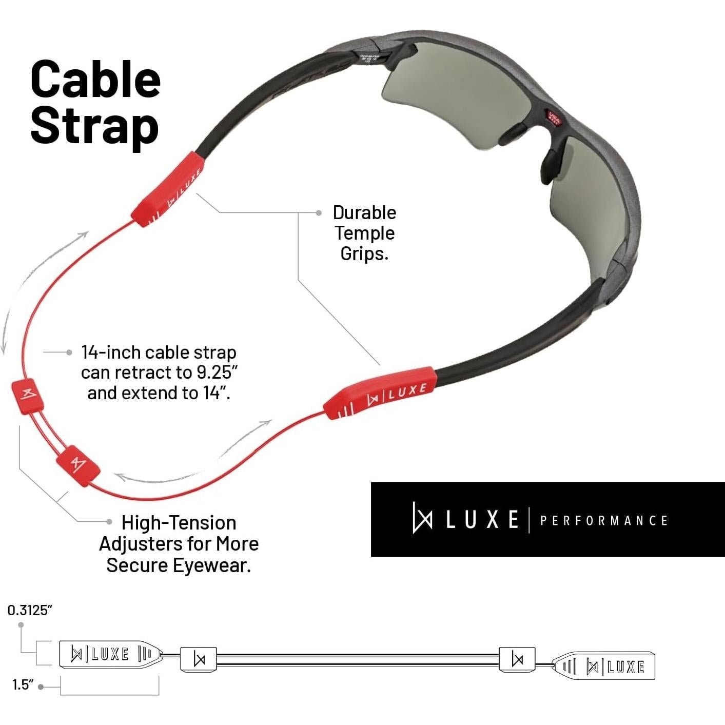 Correa para Gafas Luxe Performance Ajustable Rojo/Blanco