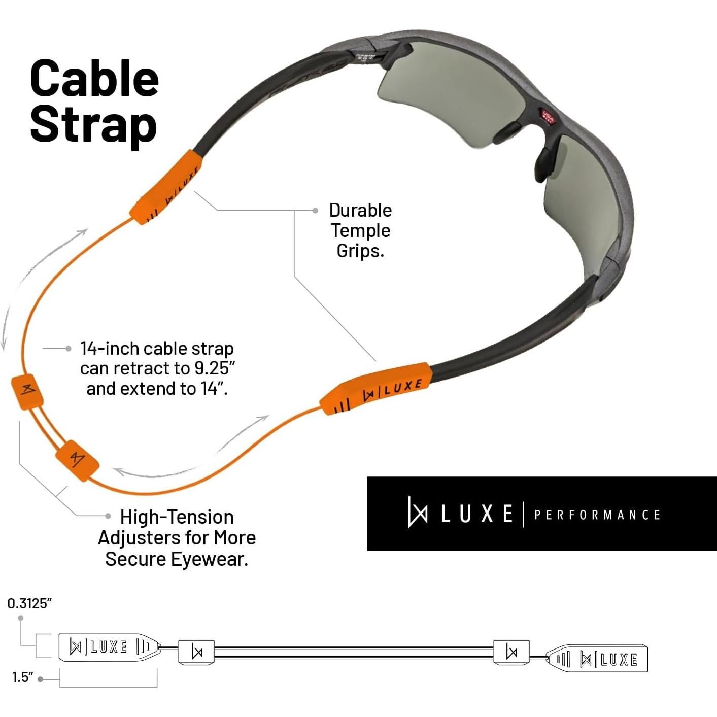 Correa para Gafas Luxe Performance Ajustable Naranja/Negro