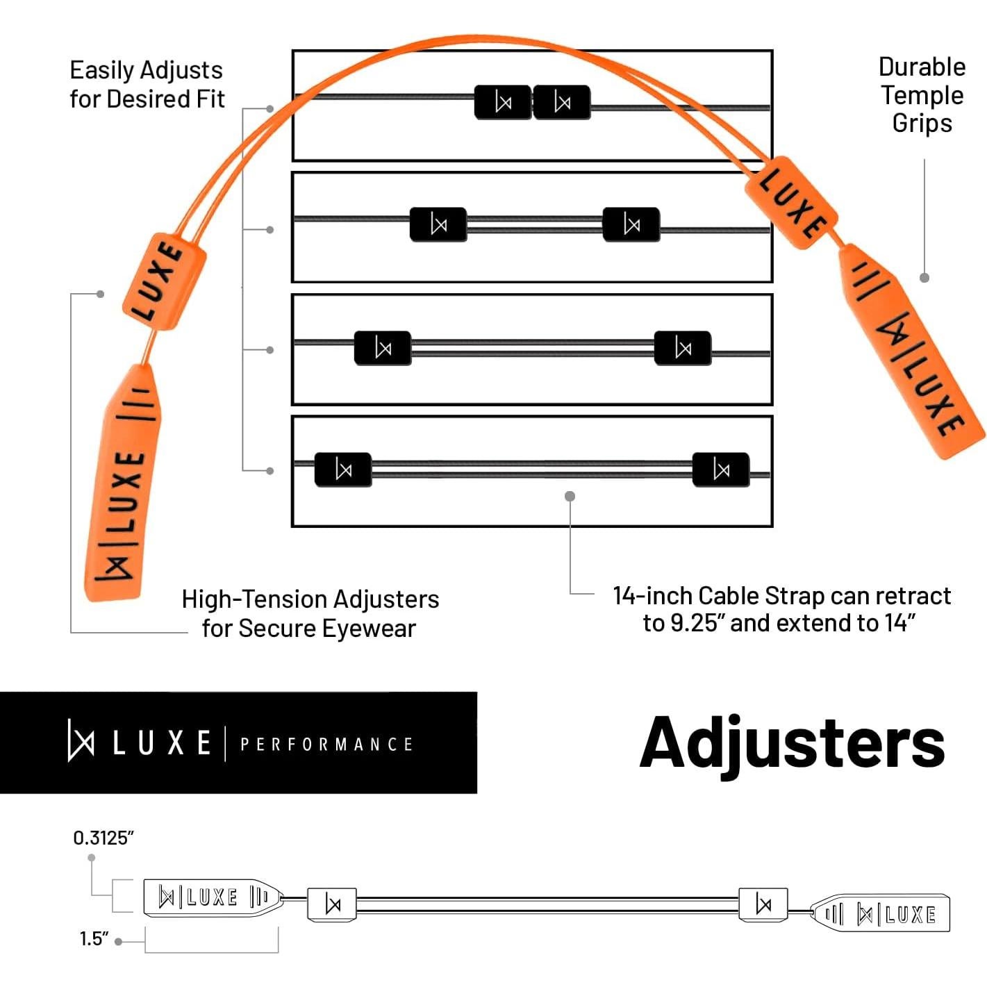 Correa para Gafas Luxe Performance Ajustable Naranja/Negro
