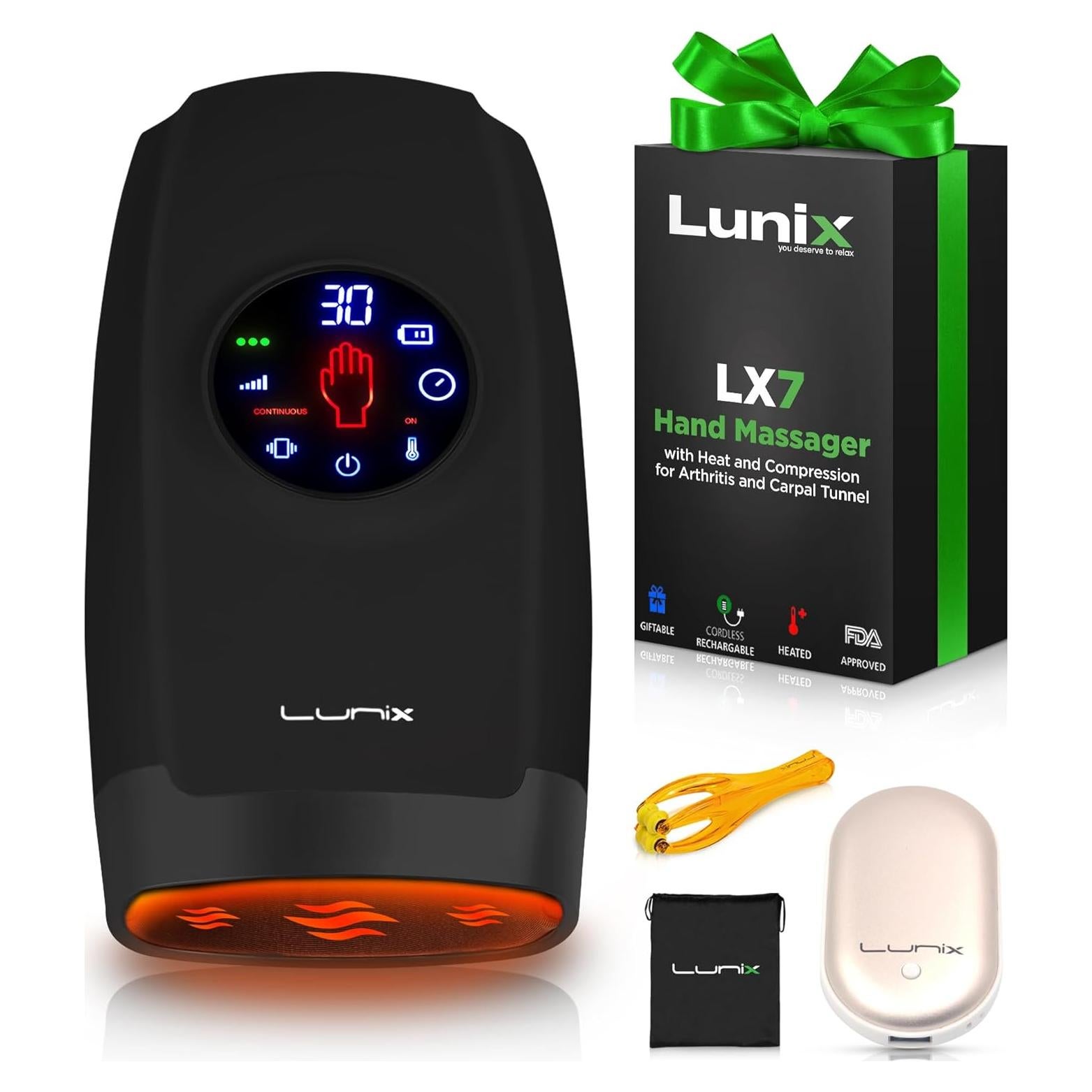 Masajeador de Mano Eléctrico Lunix LX7 con Calor y Compresión