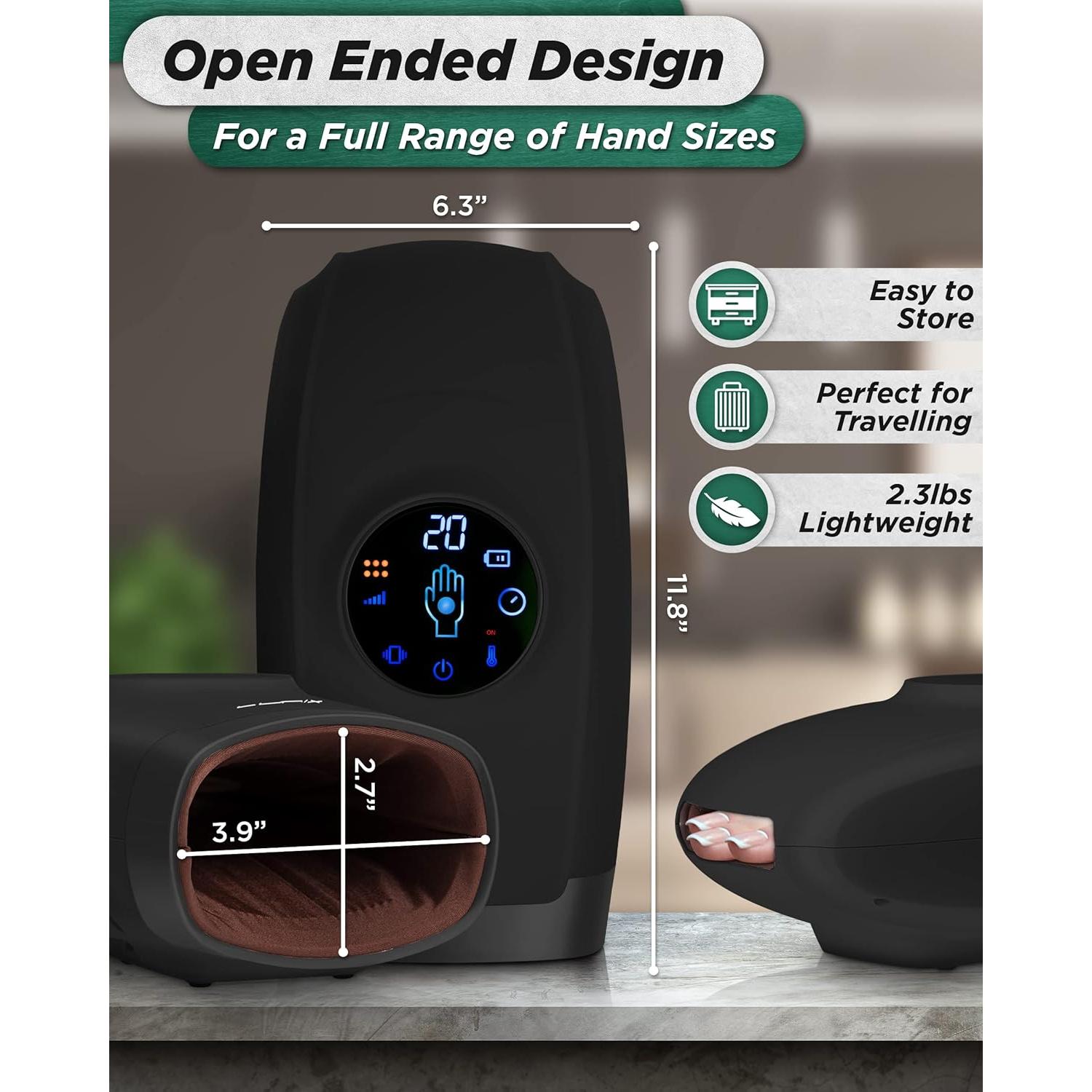 Masajeador de Mano Eléctrico Lunix LX7 con Calor y Compresión