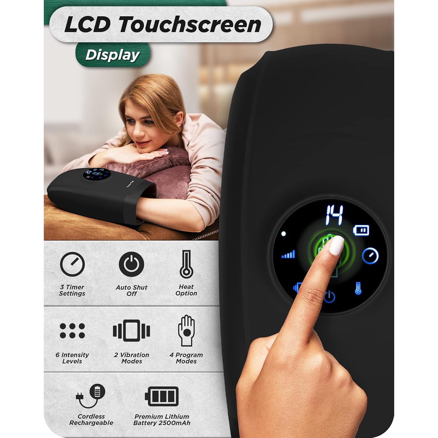 Masajeador de Mano Eléctrico Lunix LX7 con Calor y Compresión