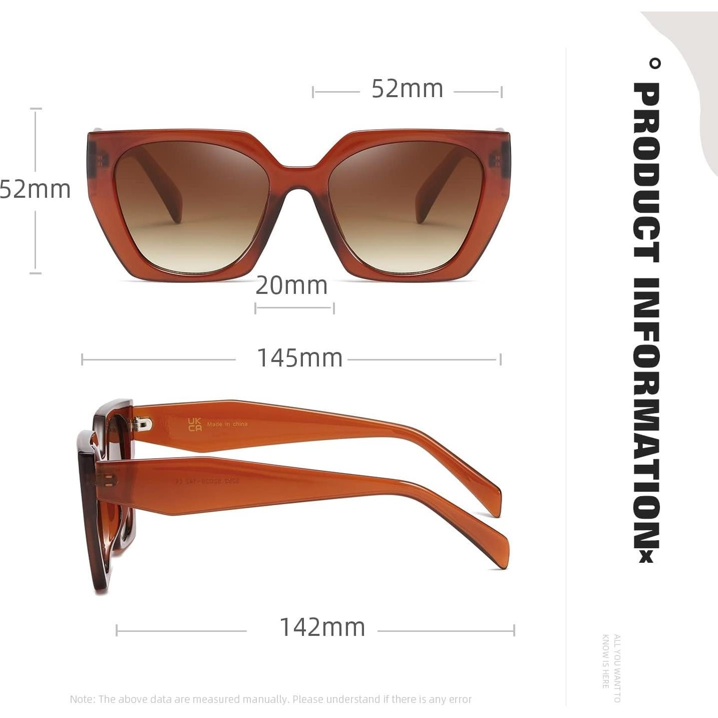 Gafas de sol cuadradas TIANYESY con protección UV para todos