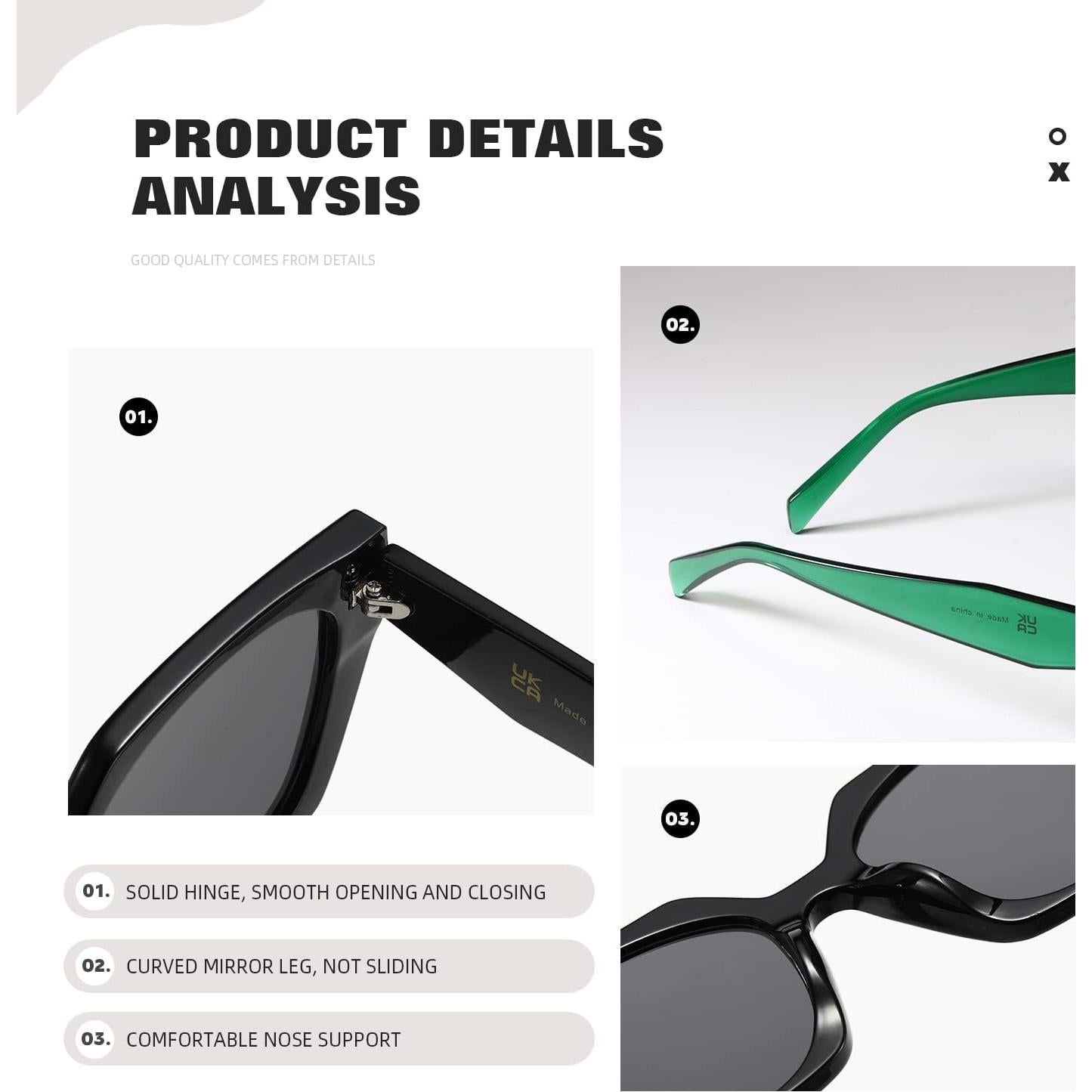 Gafas de sol cuadradas TIANYESY con protección UV para todos