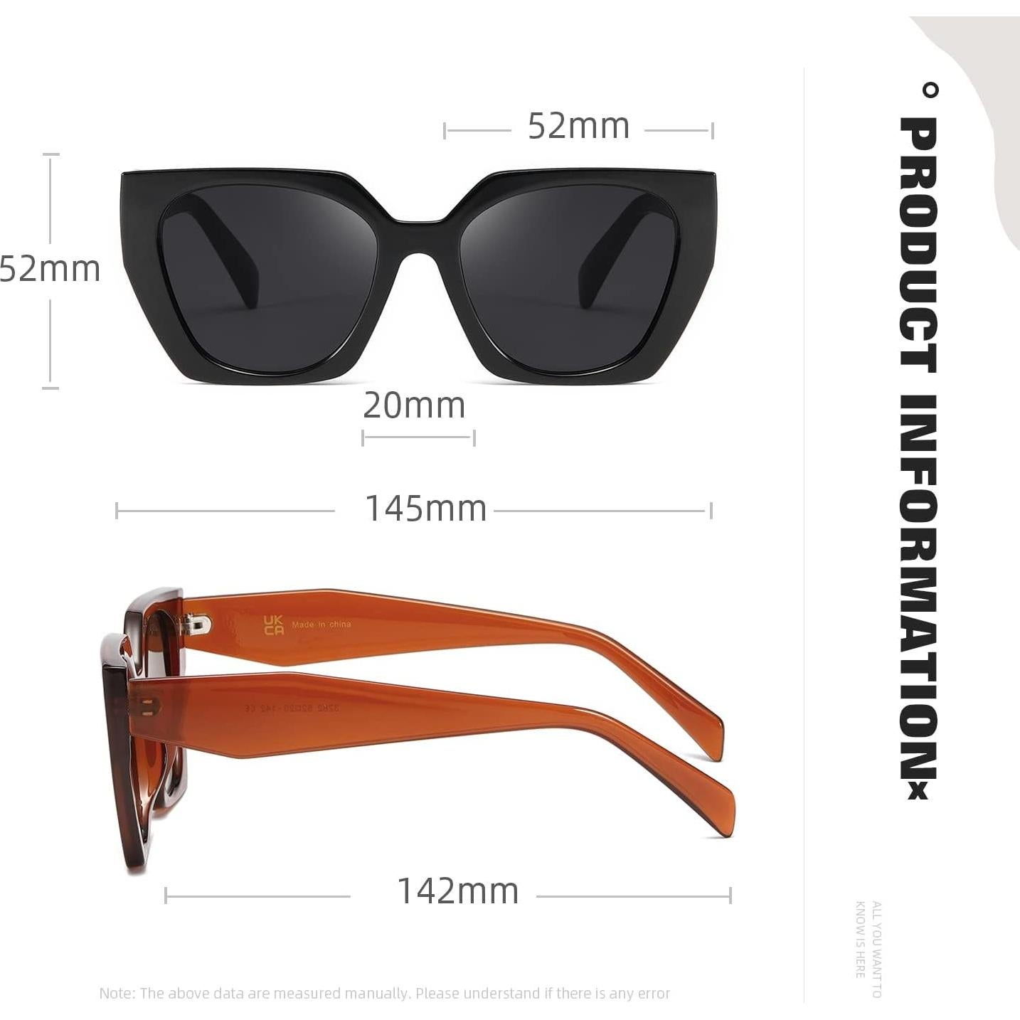 Gafas de sol cuadradas TIANYESY con protección UV para todos