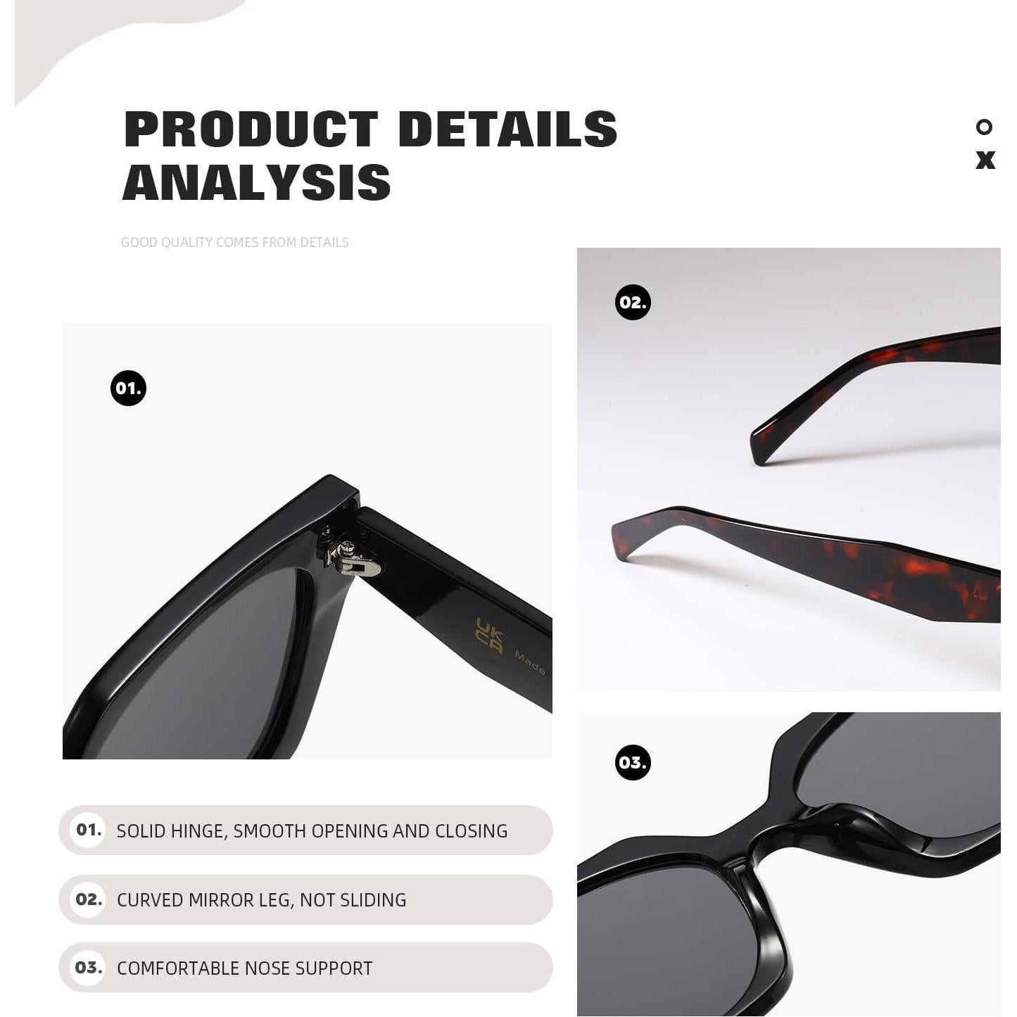 Gafas de sol cuadradas TIANYESY con protección UV para todos