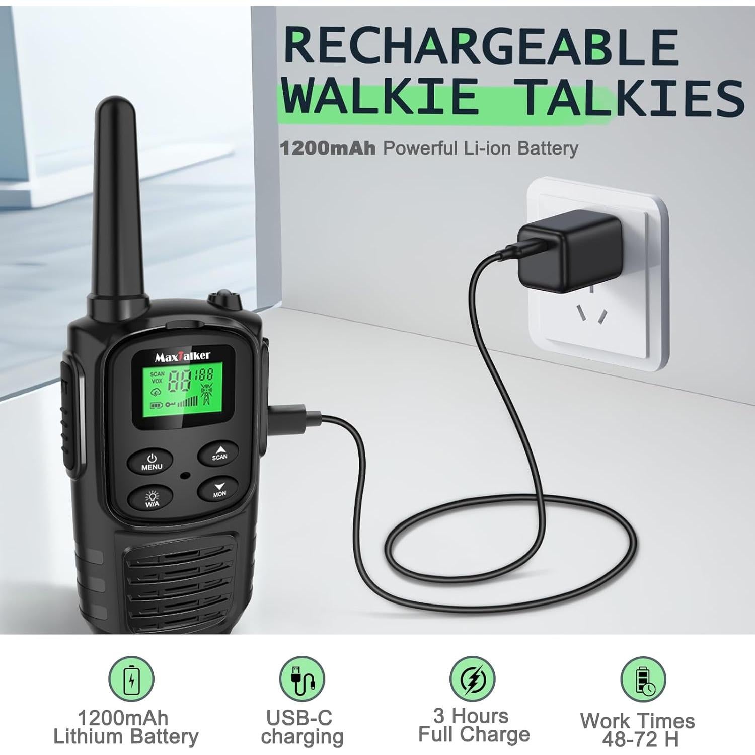 Walkie Talkies MaxTalker MT10 Recargables 2Pack 8km