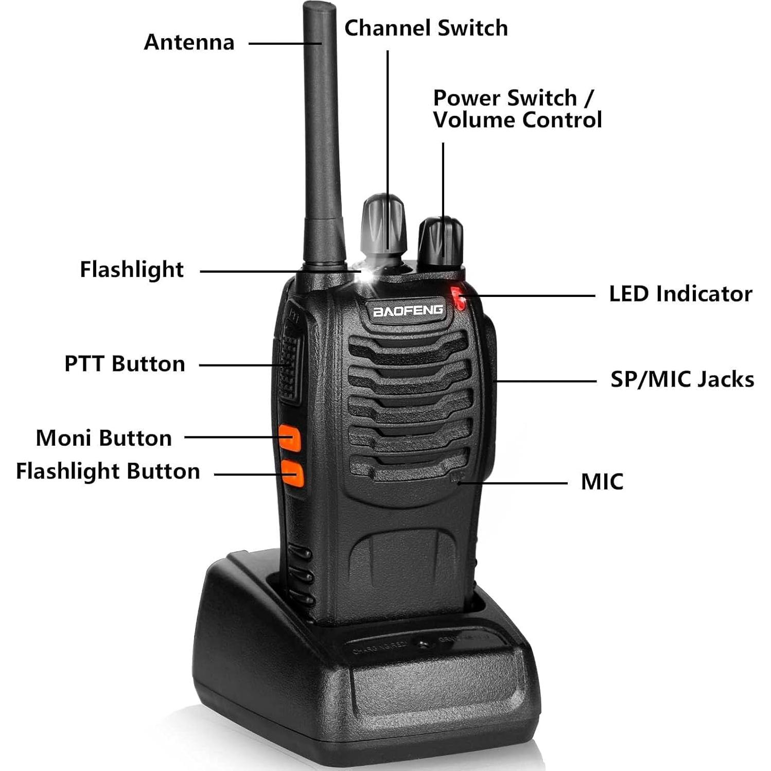 Walkie Talkies BaoFeng BF-88A 6Pack 12 Baterías 2.24kg