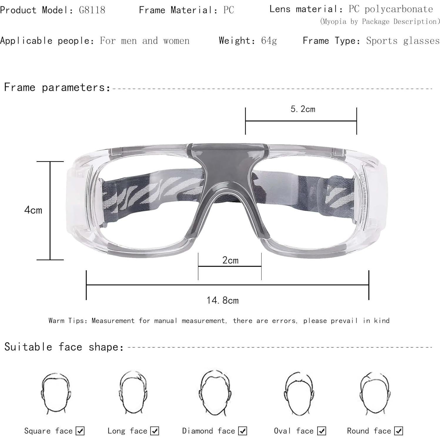 Gafas de Racquetball G8042 con Protección y Correa Ajustable