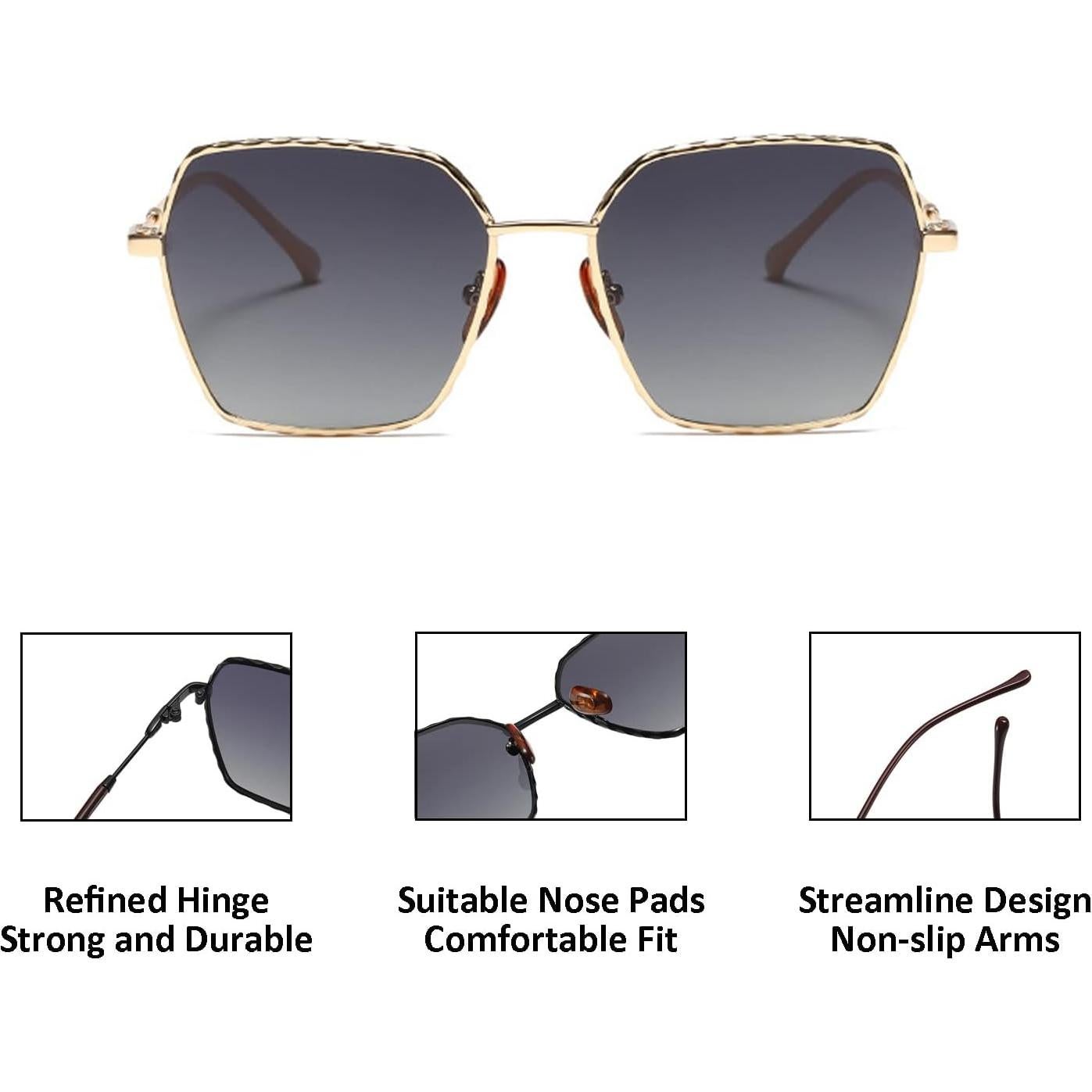 Gafas de sol polarizadas Aviador Retro Metal Lentes HD