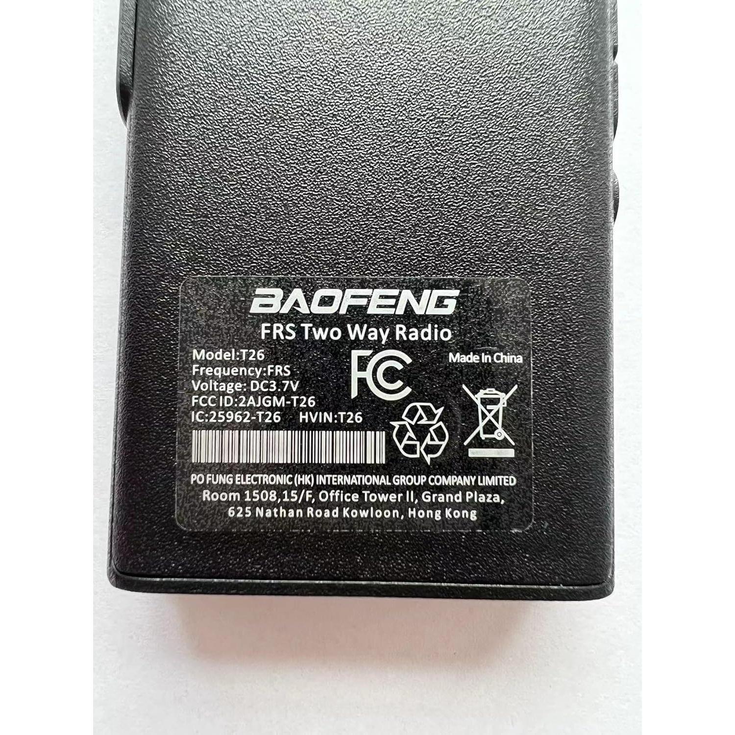 Walkie Talkies Baofeng T26 16 Canales Batería Recargable