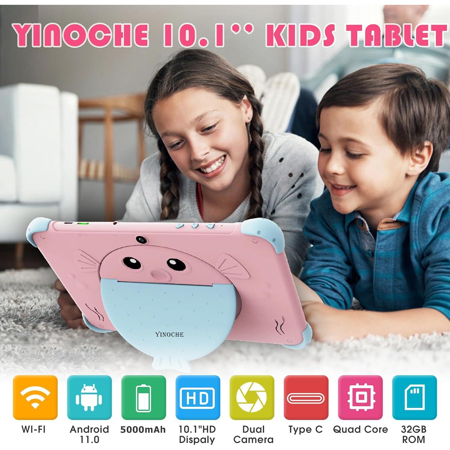 Tablet YINOCHE 10.1" para Niños con Funda Rosa 32GB