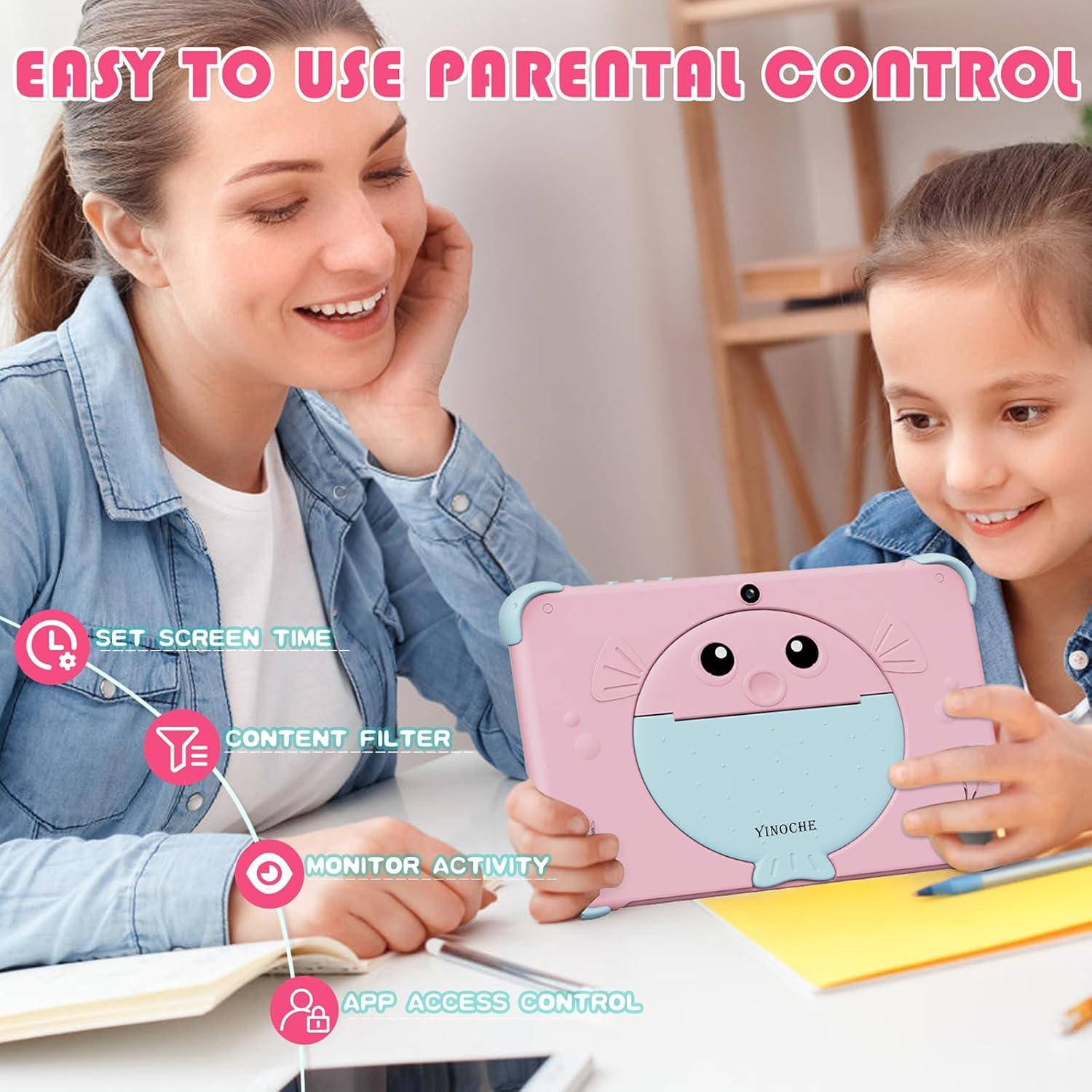 Tablet YINOCHE 10.1" para Niños con Funda Rosa 32GB