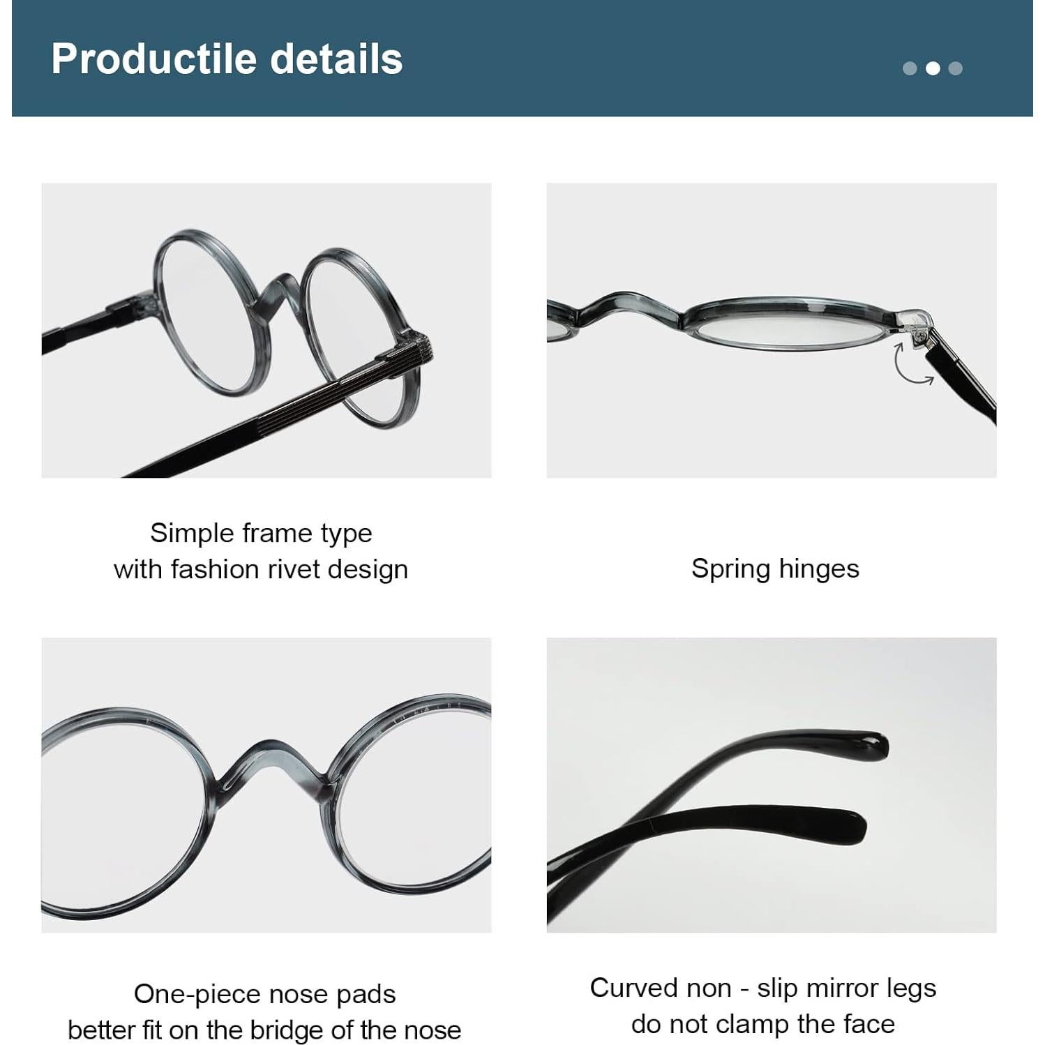 Gafas de lectura redondas BLUELESS +2.50 Rayas azules