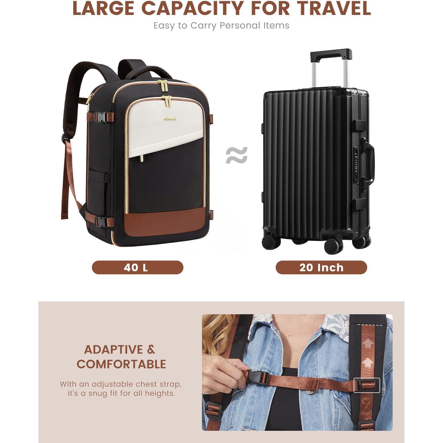 Mochila de Viaje LOVEVOOK 40L para Mujeres con Cubos de Empaque