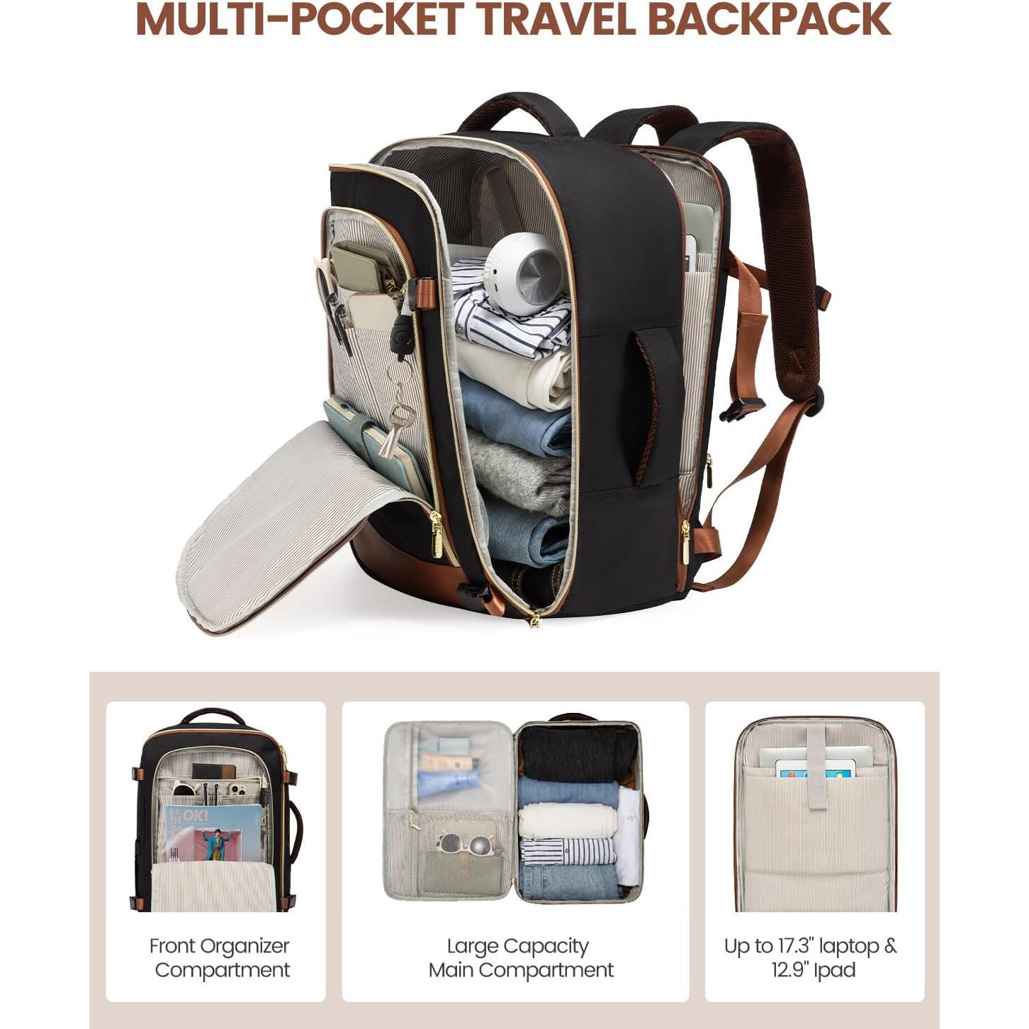 Mochila de Viaje LOVEVOOK 40L para Mujeres con Cubos de Empaque